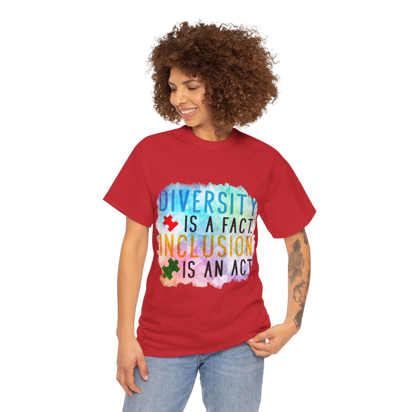 Autism Diversity is a Fact, Inclusion is an Act T-shirt Unisex Heavy Cotton
