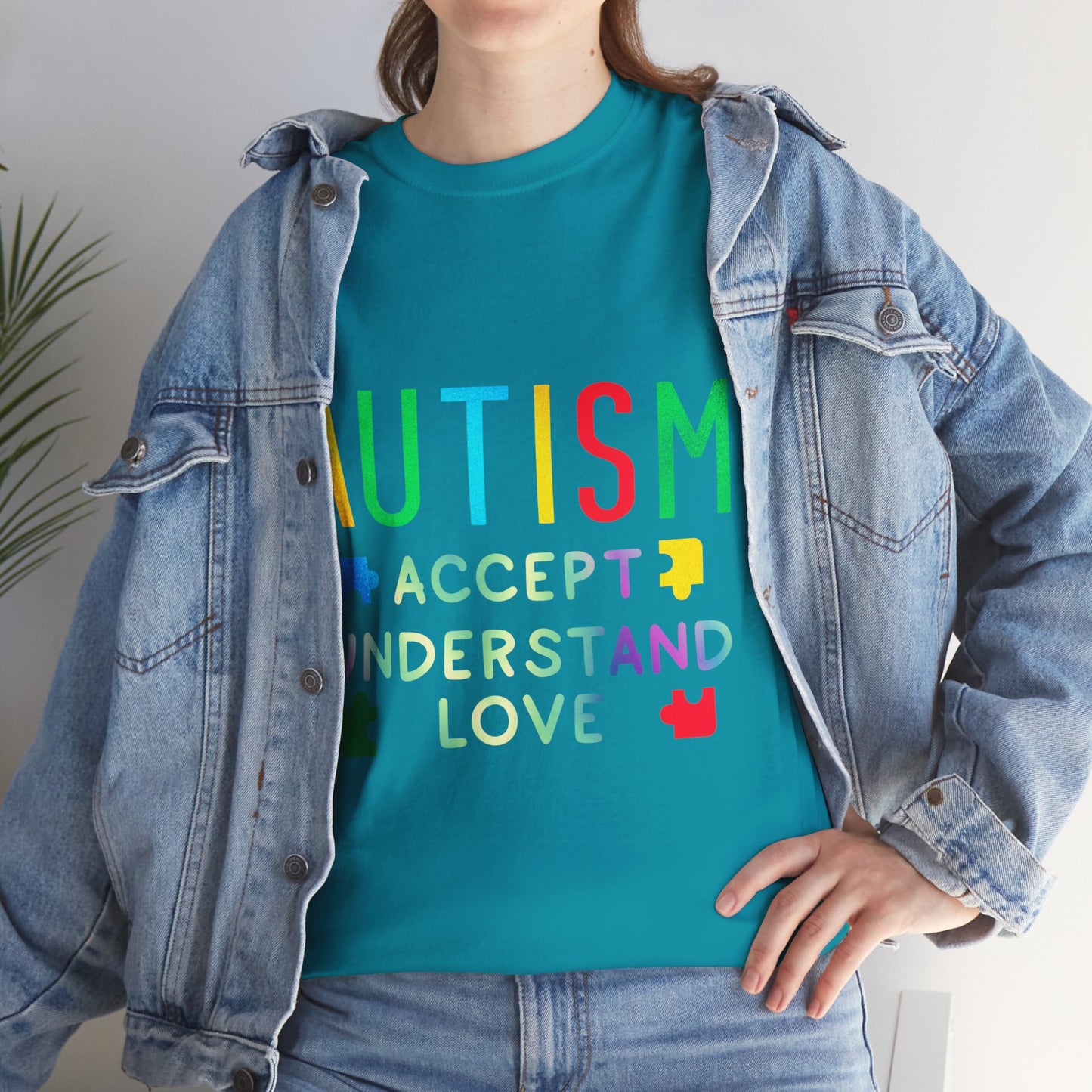 Autism ACCEPT UNDERSTAND LOVE T-shirt Unisex Heavy Cotton