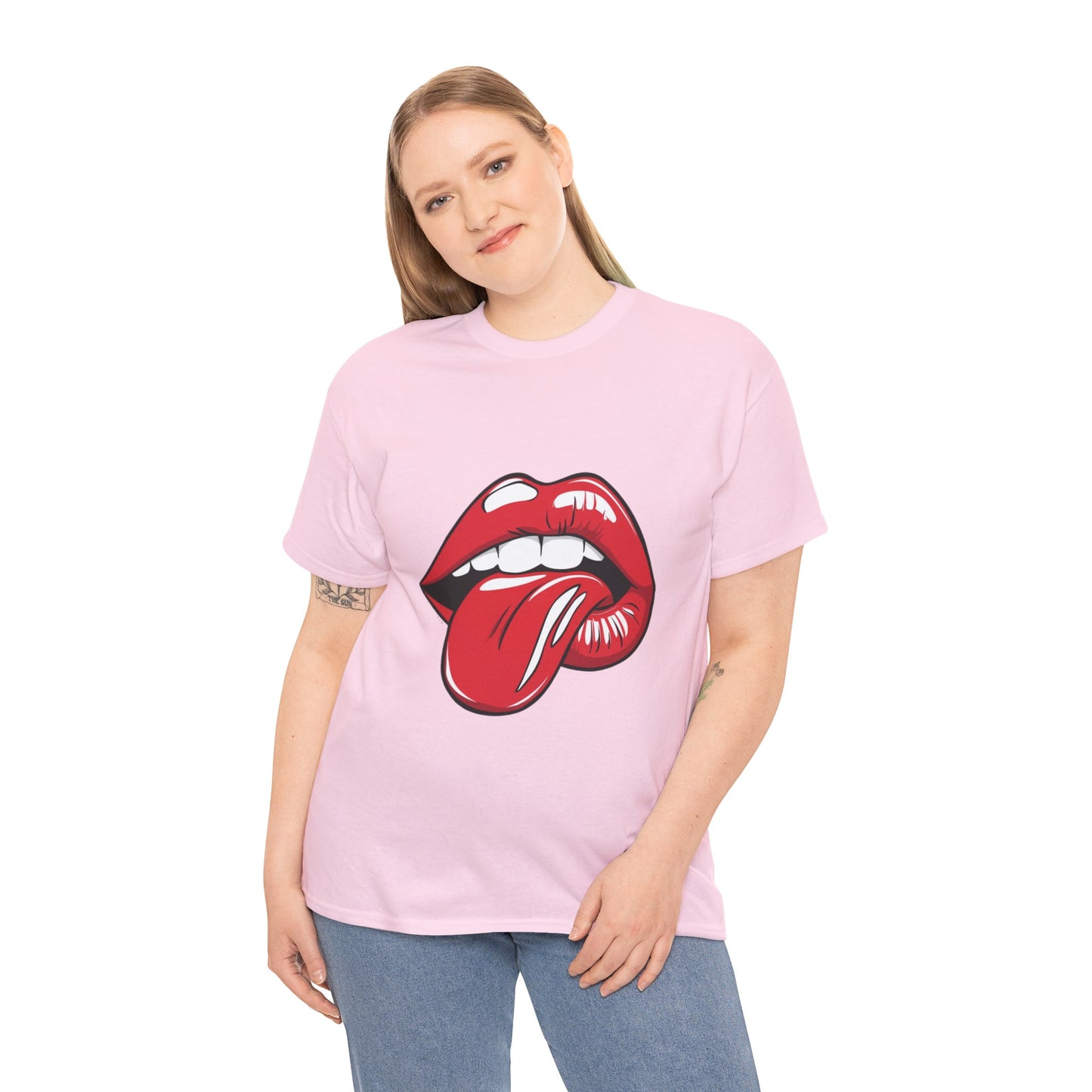 Sexy Retro PopArt Red Lips and Tounge Unisex heavy cotton Tshirt