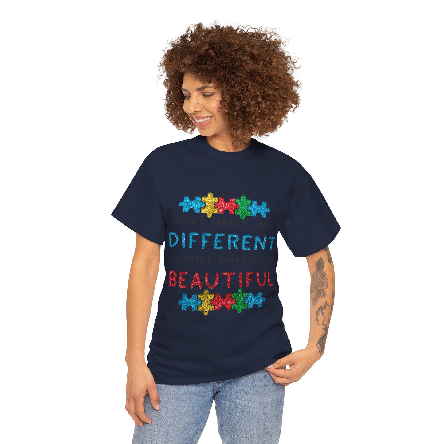 Autism WHAT MAKES YOU DIFFERENT IS WHAT MAKES YOU BEAUTIFUL T-shirt Unisex Heavy Cotton