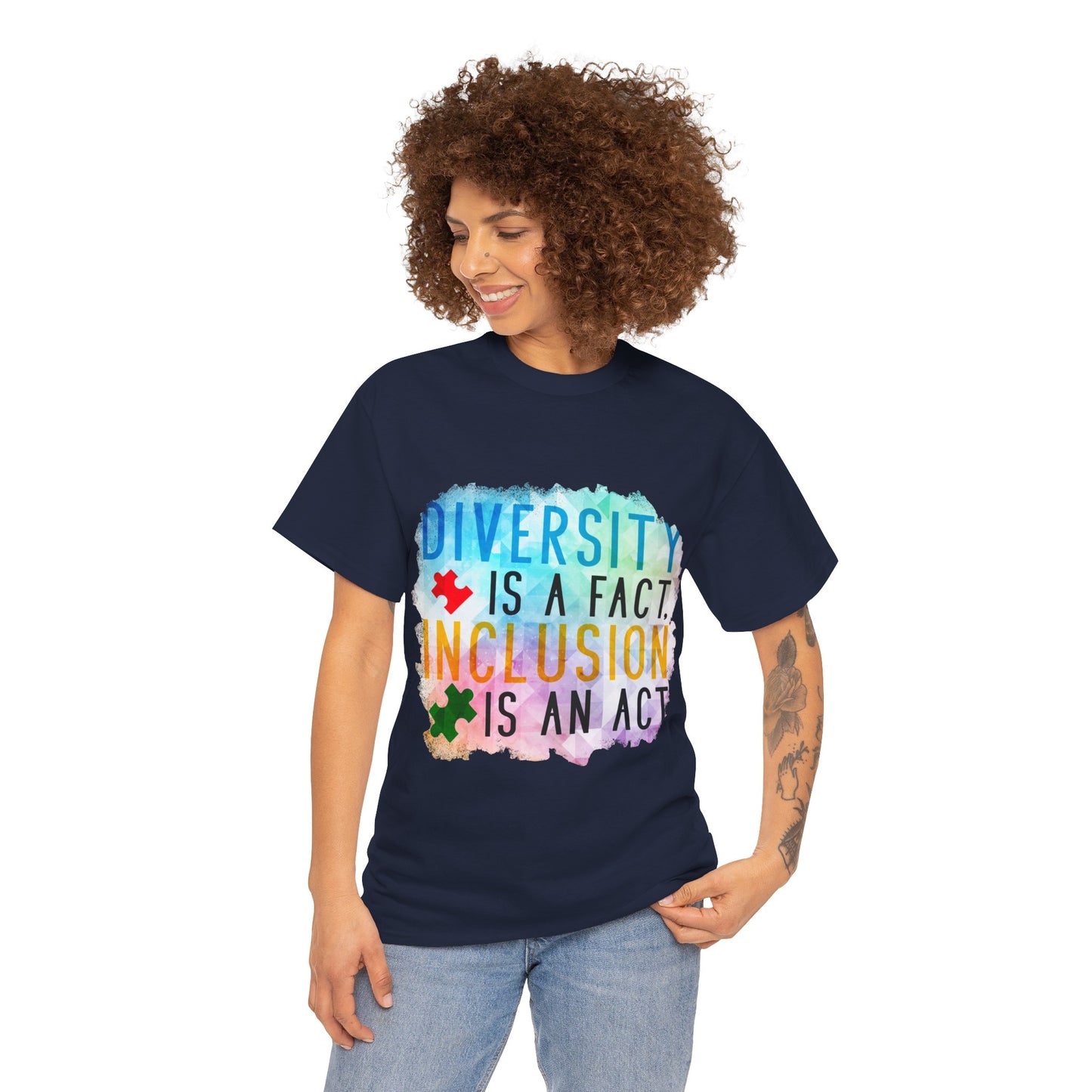 Autism Diversity is a Fact, Inclusion is an Act T-shirt Unisex Heavy Cotton