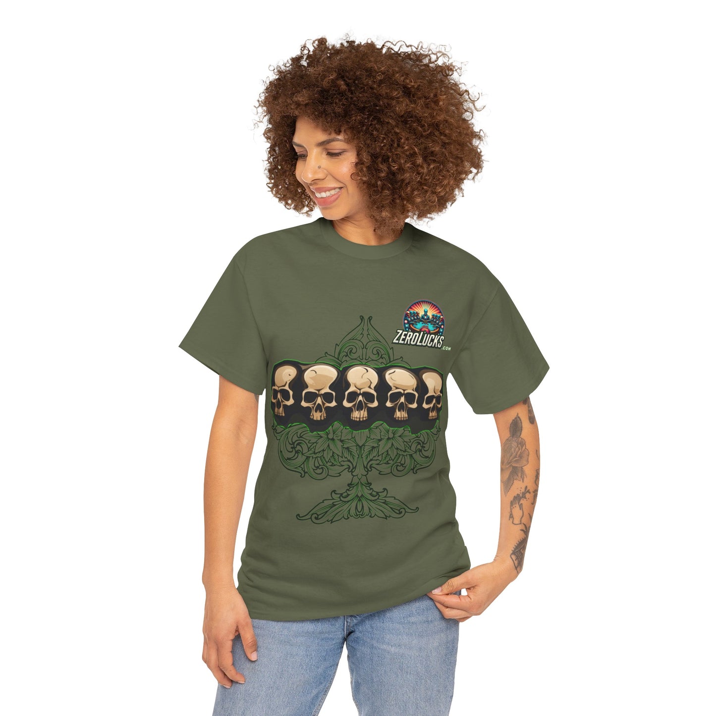 No Lucks Skulls with Spade T-shirt Unisex Heavy Cotton