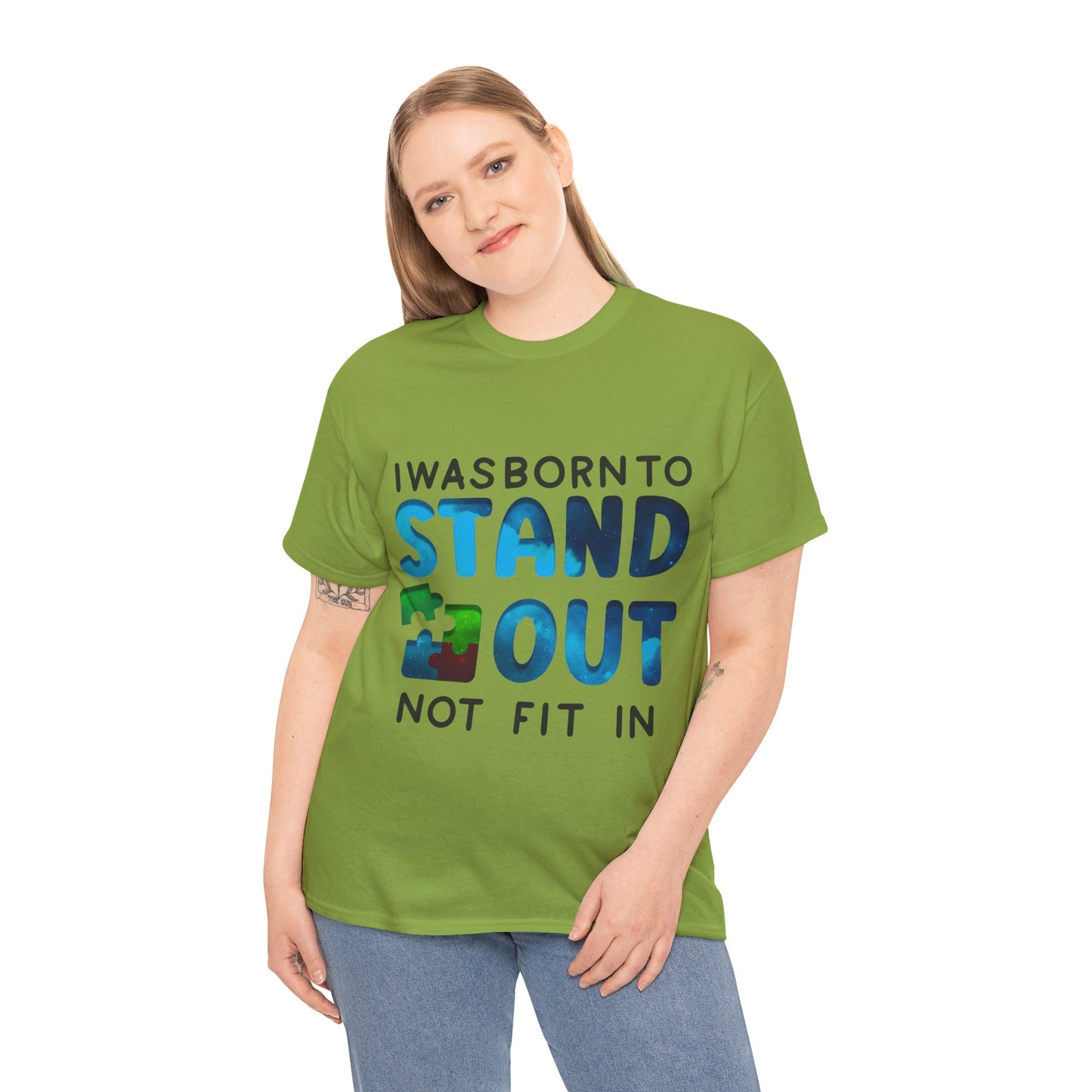 Autism I was Born To Stand Out T-shirt Unisex Heavy Cotton