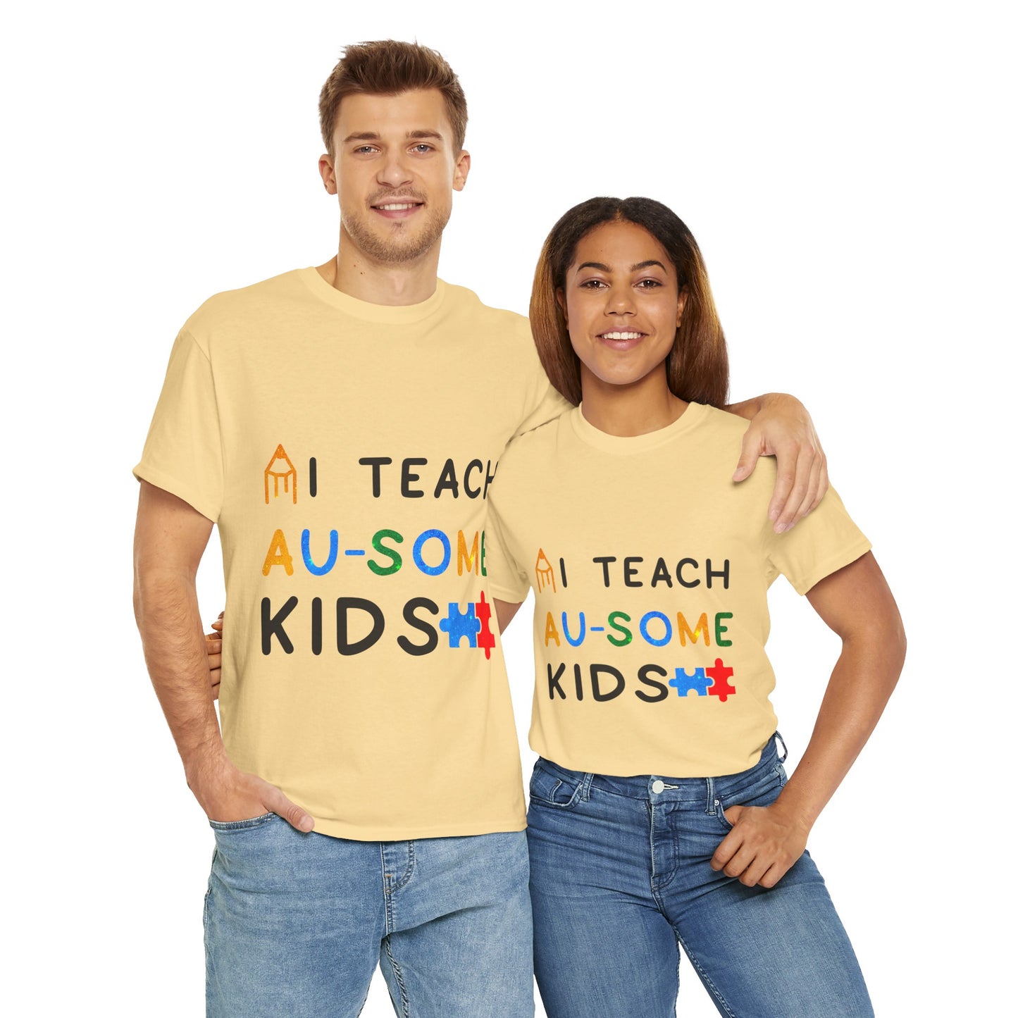 Autism I TEACH AU-SOME KIDS T-shirt Unisex Heavy Cotton