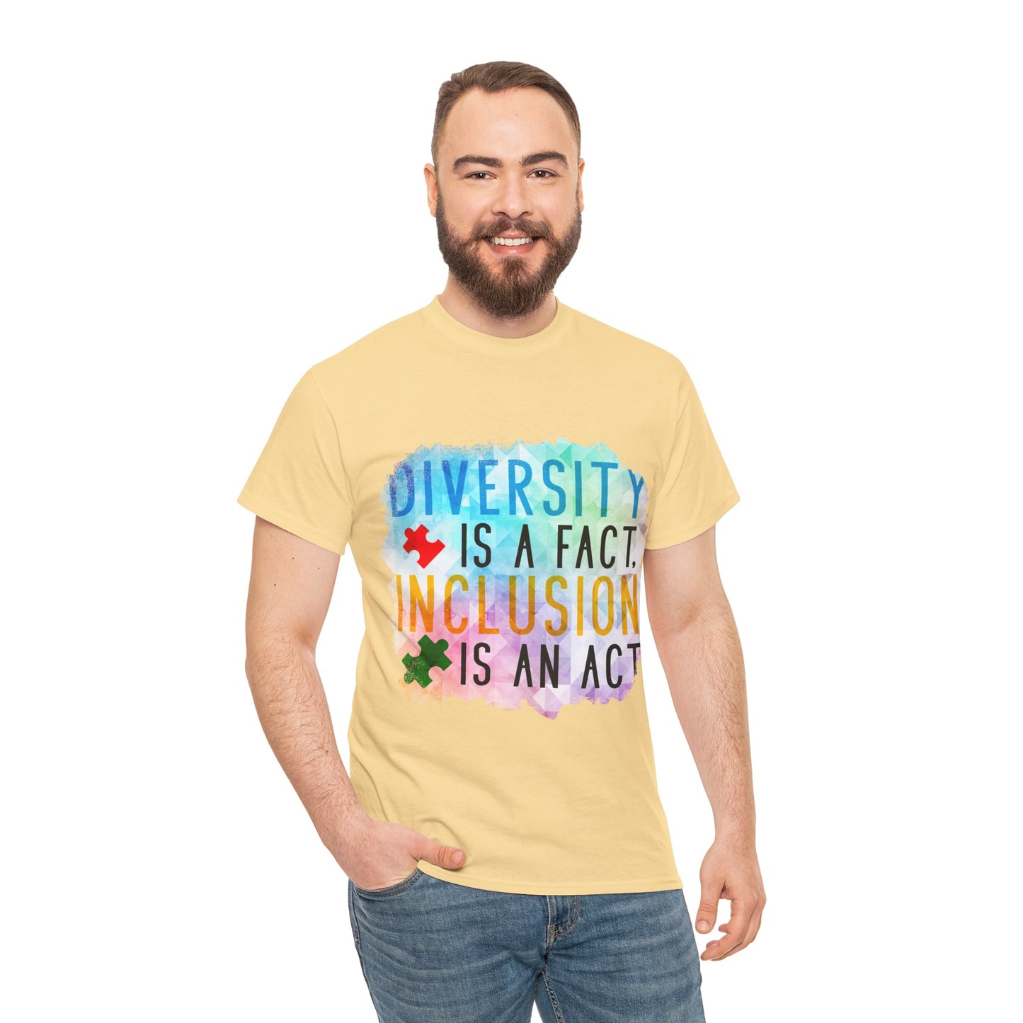 Autism Diversity is a Fact, Inclusion is an Act T-shirt Unisex Heavy Cotton