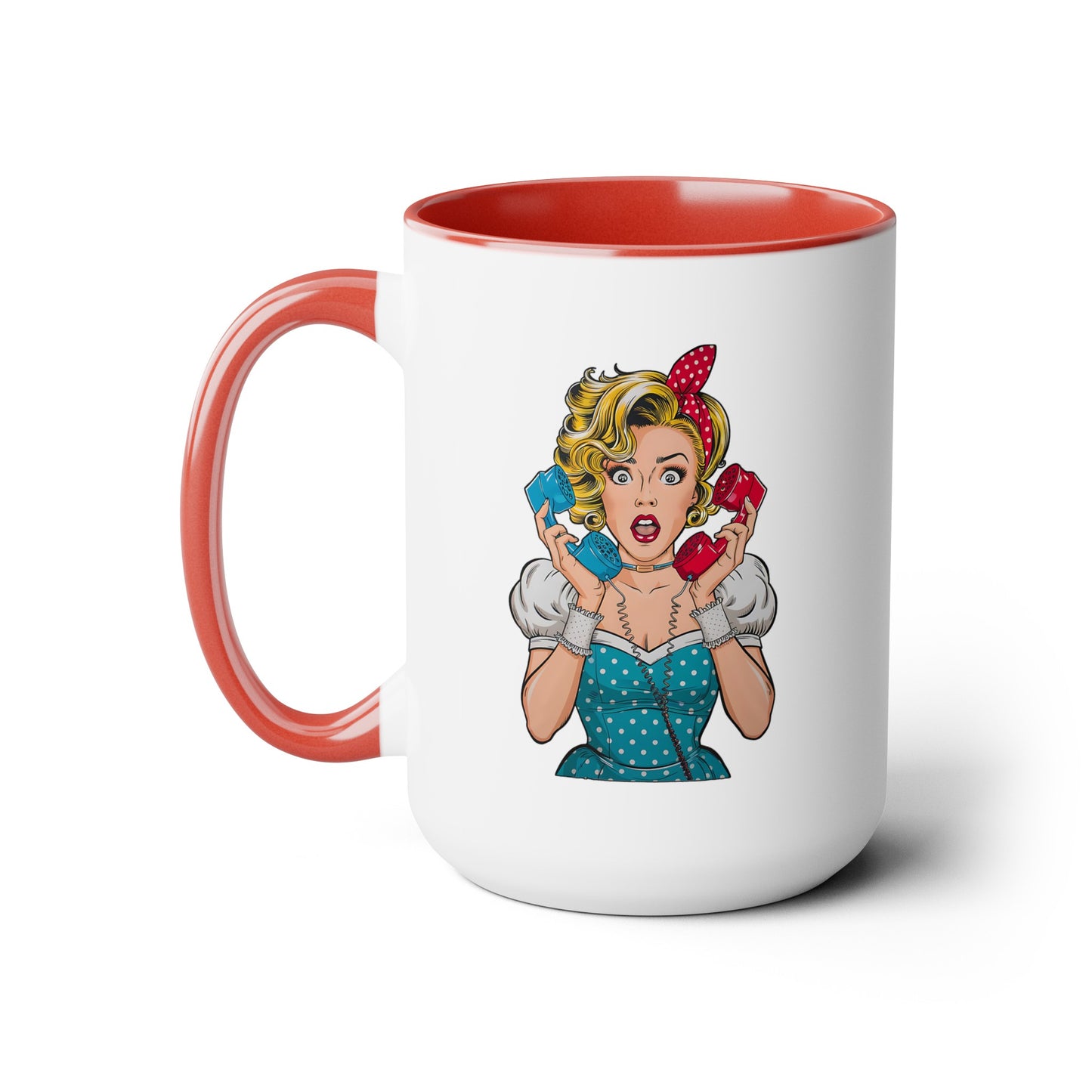 PopArt Girl on Telephone 15oz Coffee Mug