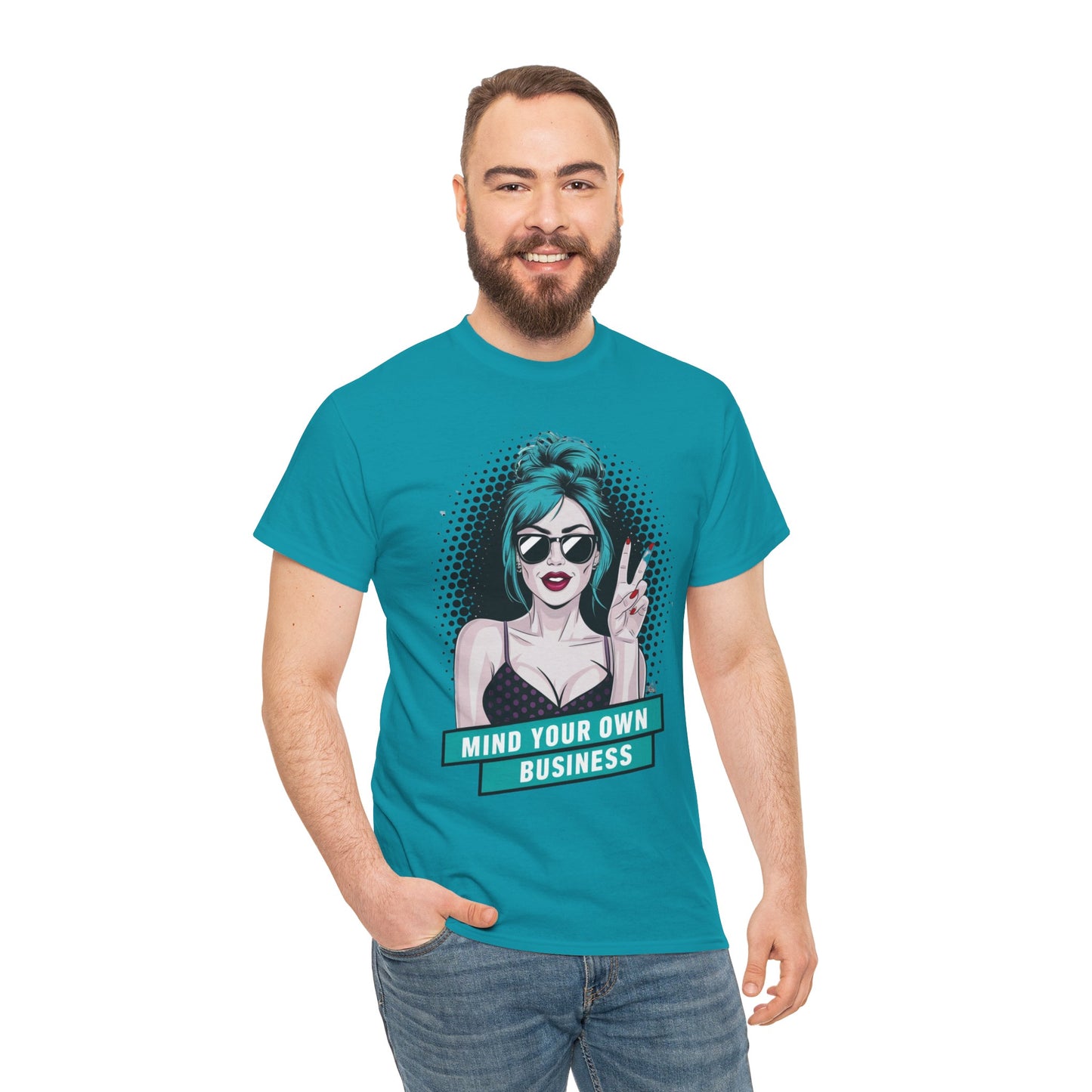 Sexy PopArt Girl Mind Your Own Business Tshirt unisex heavy cotton