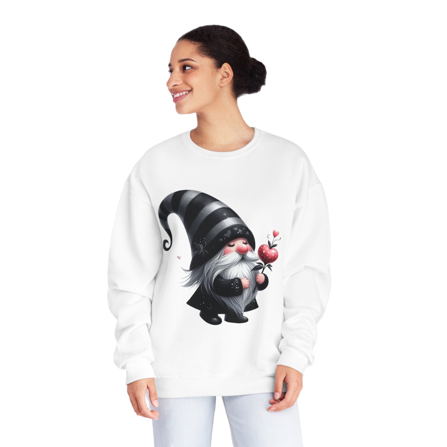 Black Valentine Gnome Unisex NuBlend® Crewneck Sweatshirt