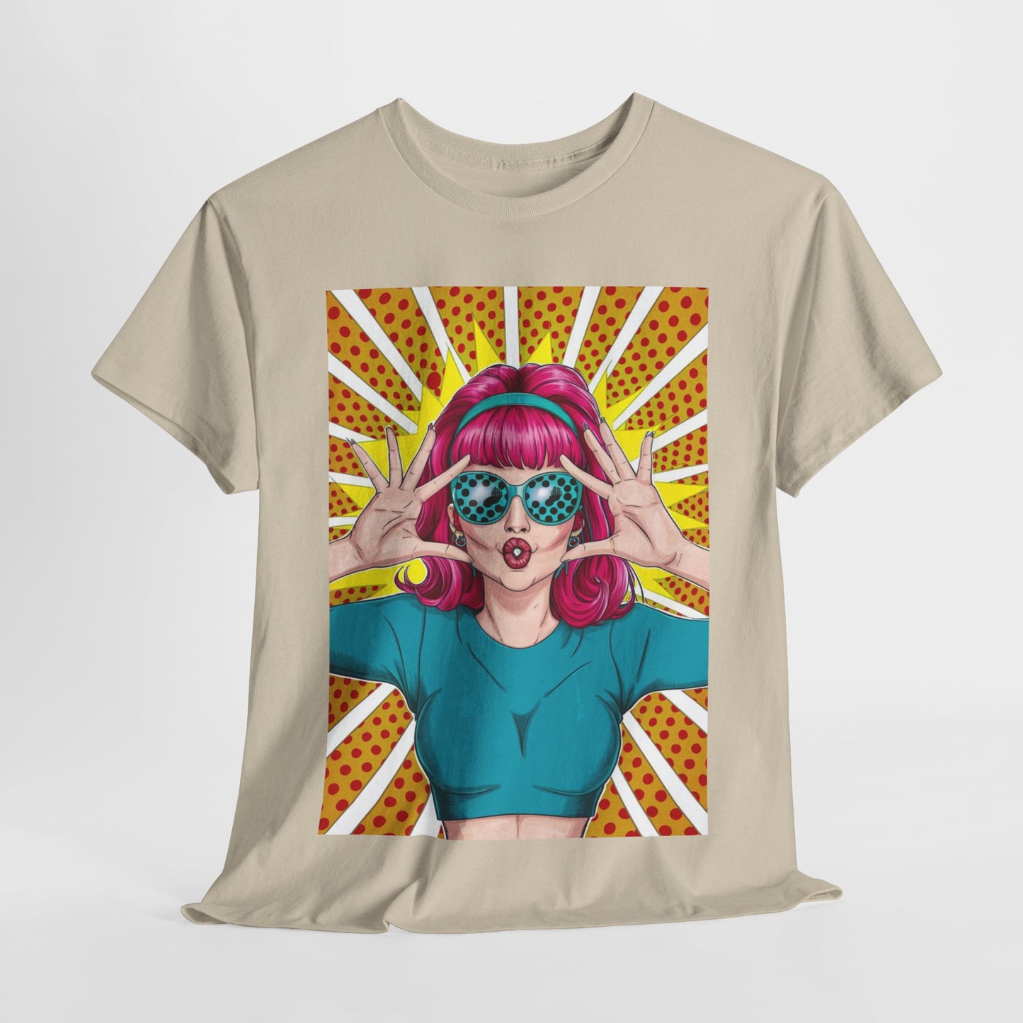 Sexy Retro PopArt Girl Vibrant Colors Unisex heavy cotton Tshirt