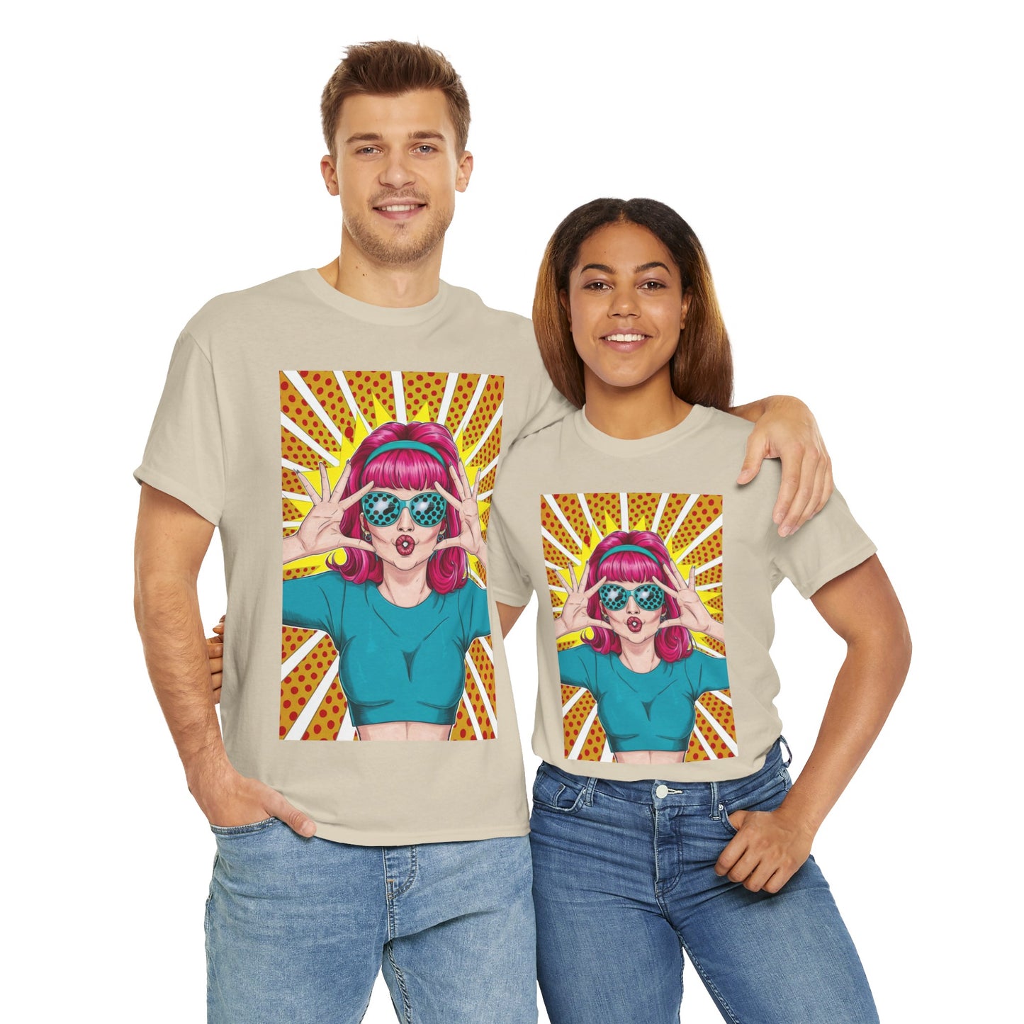 Sexy Retro PopArt Girl Vibrant Colors Unisex heavy cotton Tshirt