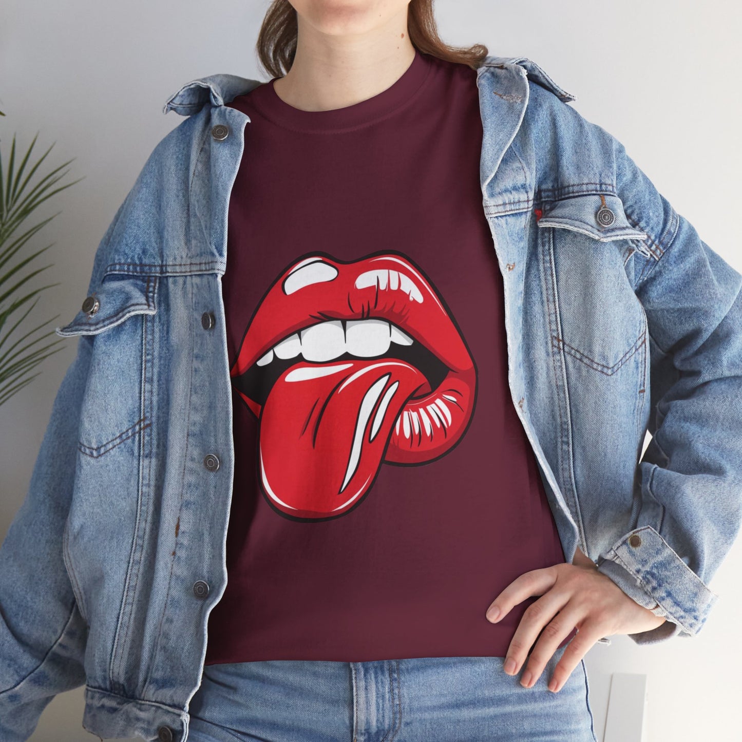 Sexy Retro PopArt Red Lips and Tounge Unisex heavy cotton Tshirt