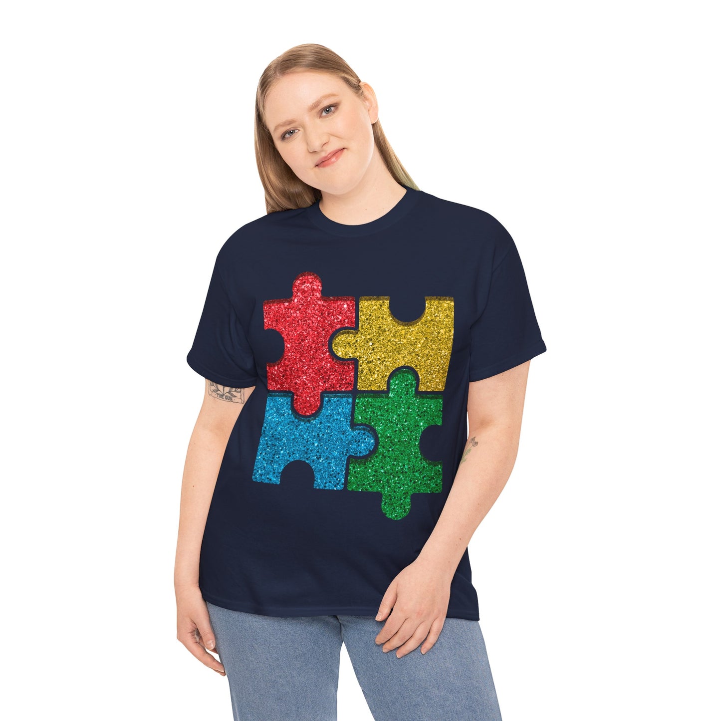Autism Puzzle Pieces T-shirt Unisex Heavy Cotton