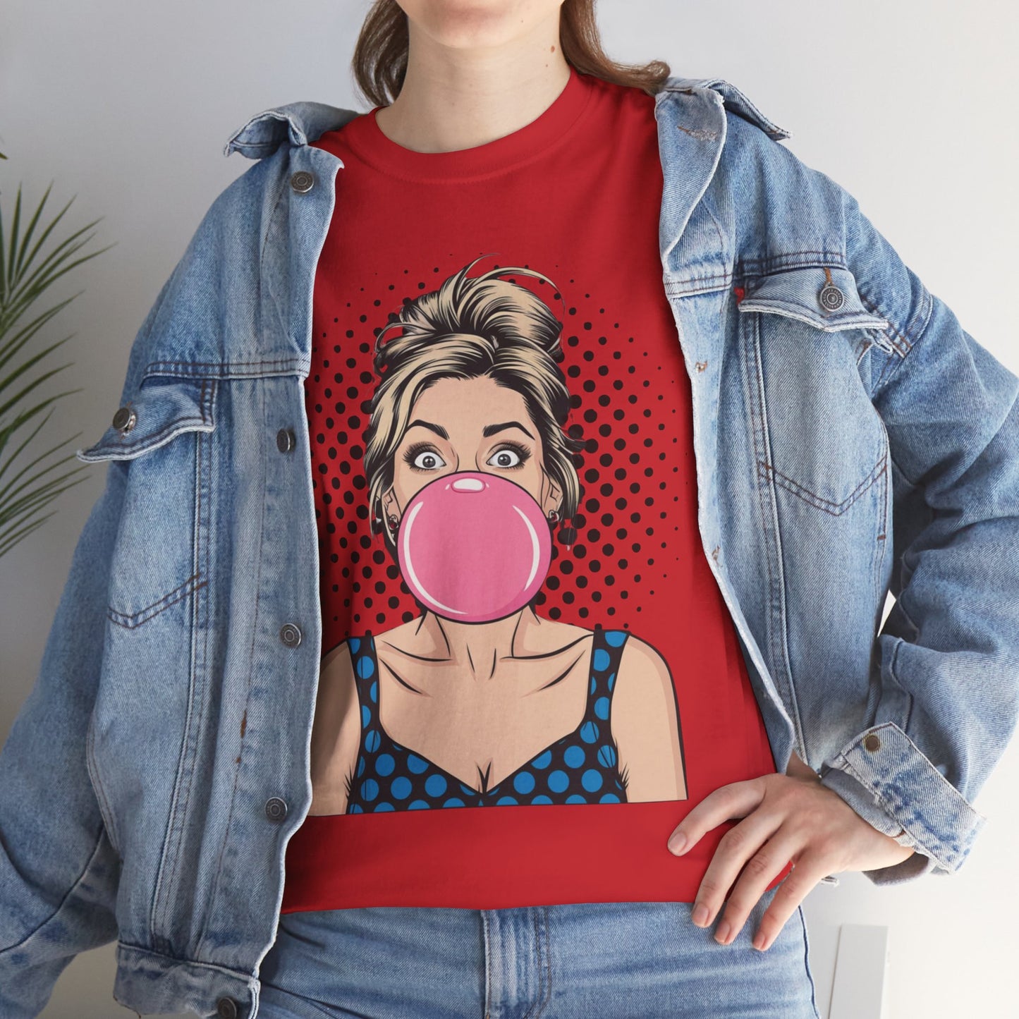 PopArt Girl Bubble Gum Bubble Tshirt unisex heavy cotton