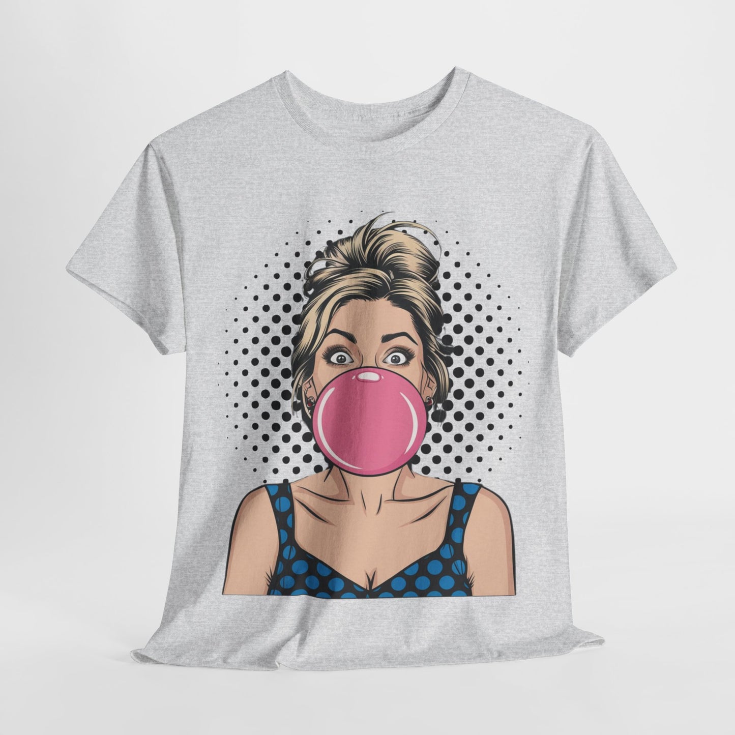PopArt Girl Bubble Gum Bubble Tshirt unisex heavy cotton