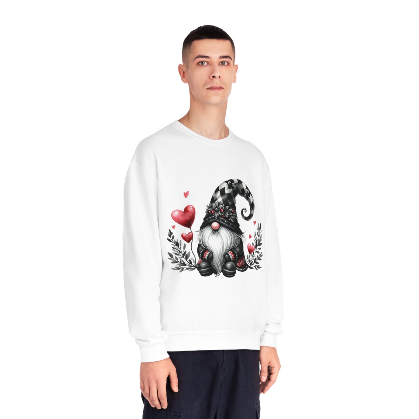 Black Valentine Gnome Unisex NuBlend® Crewneck Sweatshirt