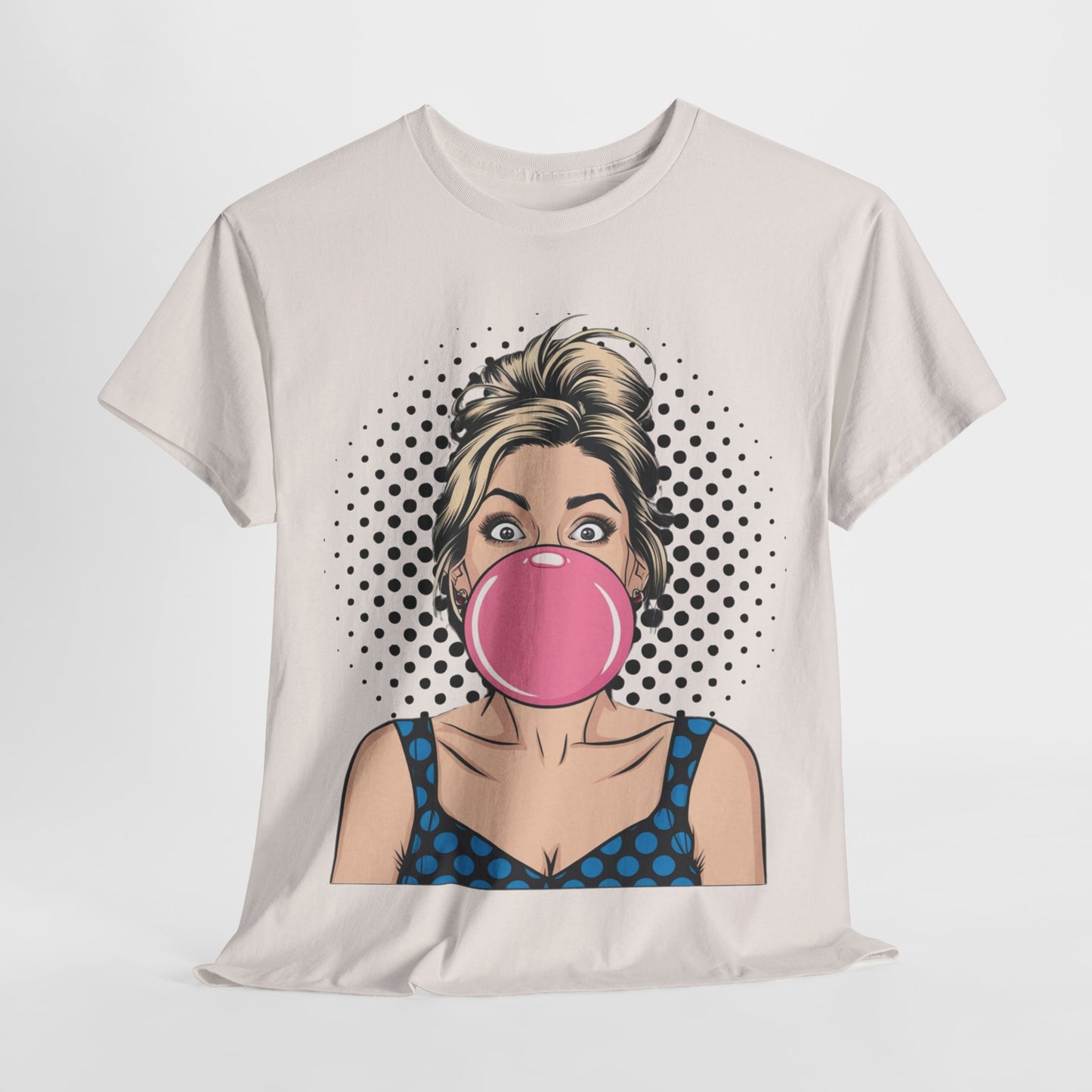 PopArt Girl Bubble Gum Bubble Tshirt unisex heavy cotton