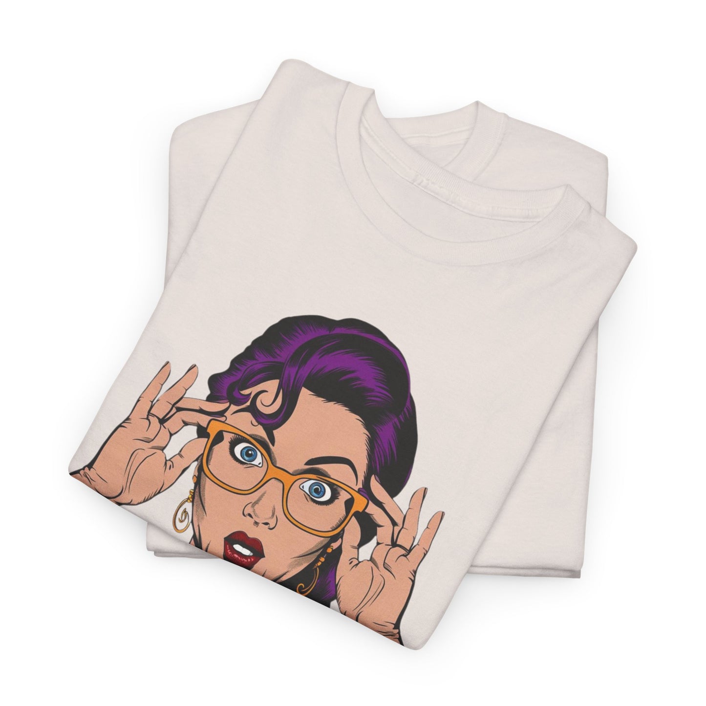 Sexy PopArt Girl Glasses and Braids Tshirt unisex heavy cotton