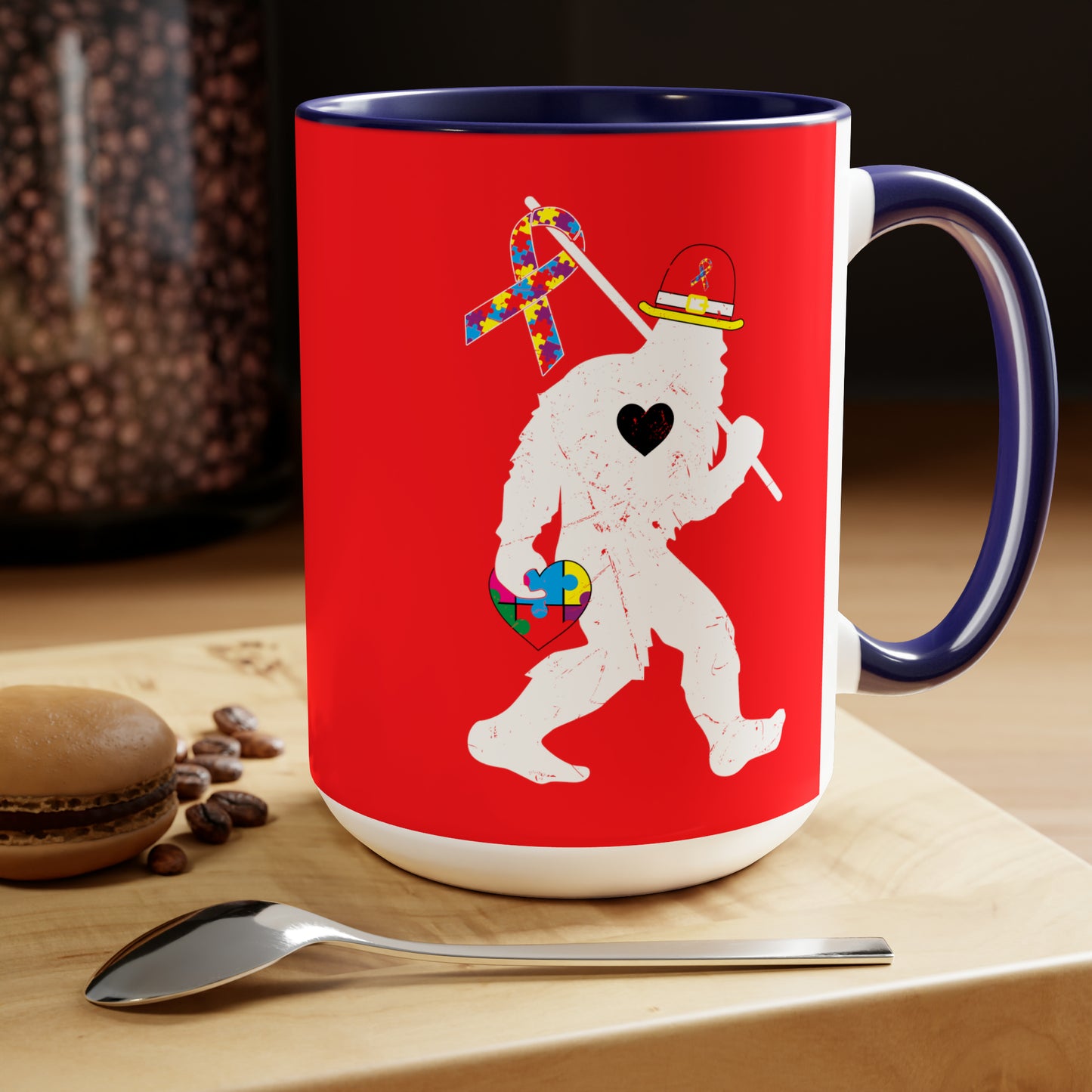 Bigfoot Heart Puzzle Piece Autism - 11oz Mug