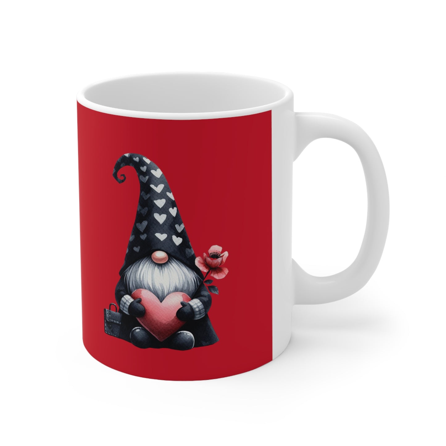 Black Valentine Gnome Ceramic Mug 11oz