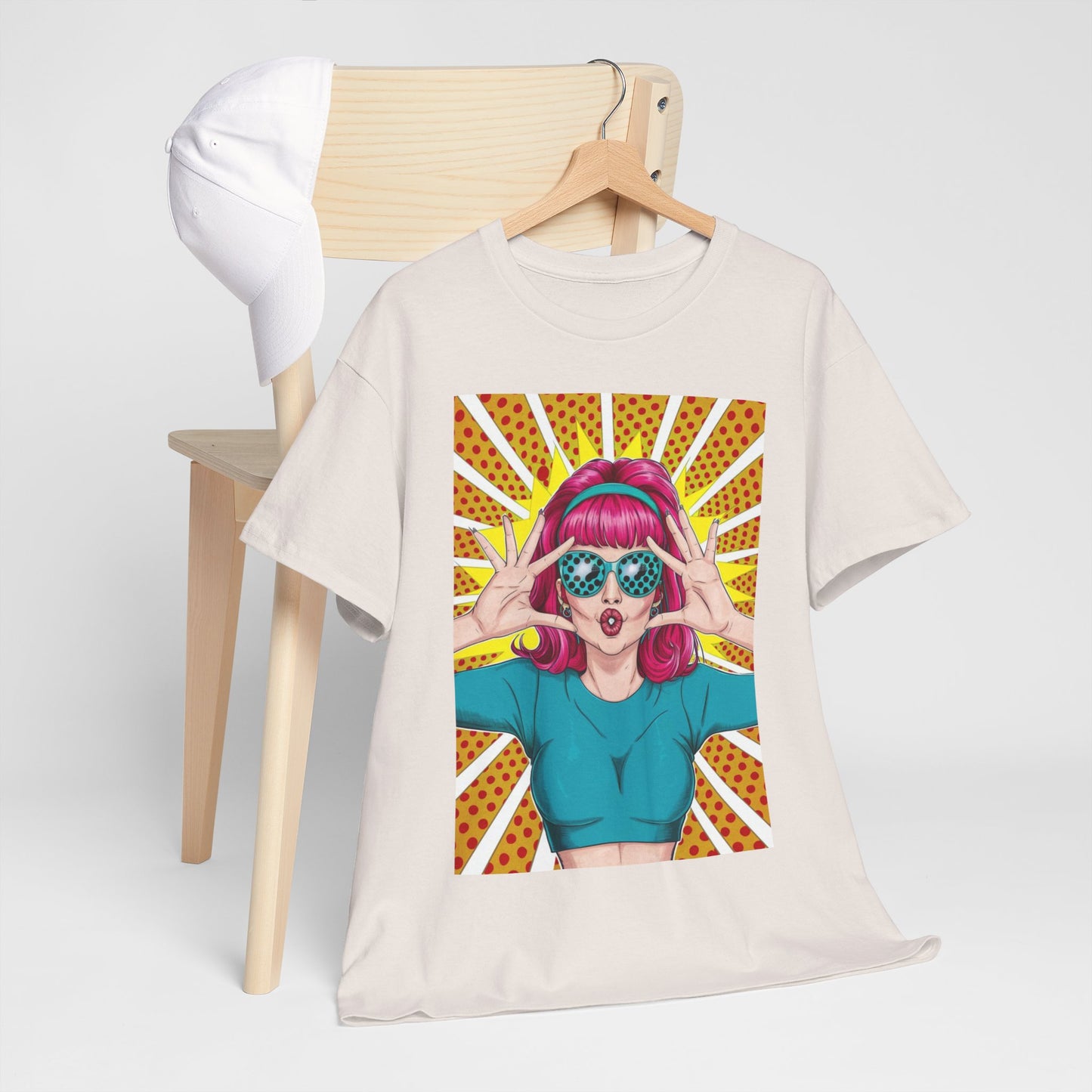 Sexy Retro PopArt Girl Vibrant Colors Unisex heavy cotton Tshirt