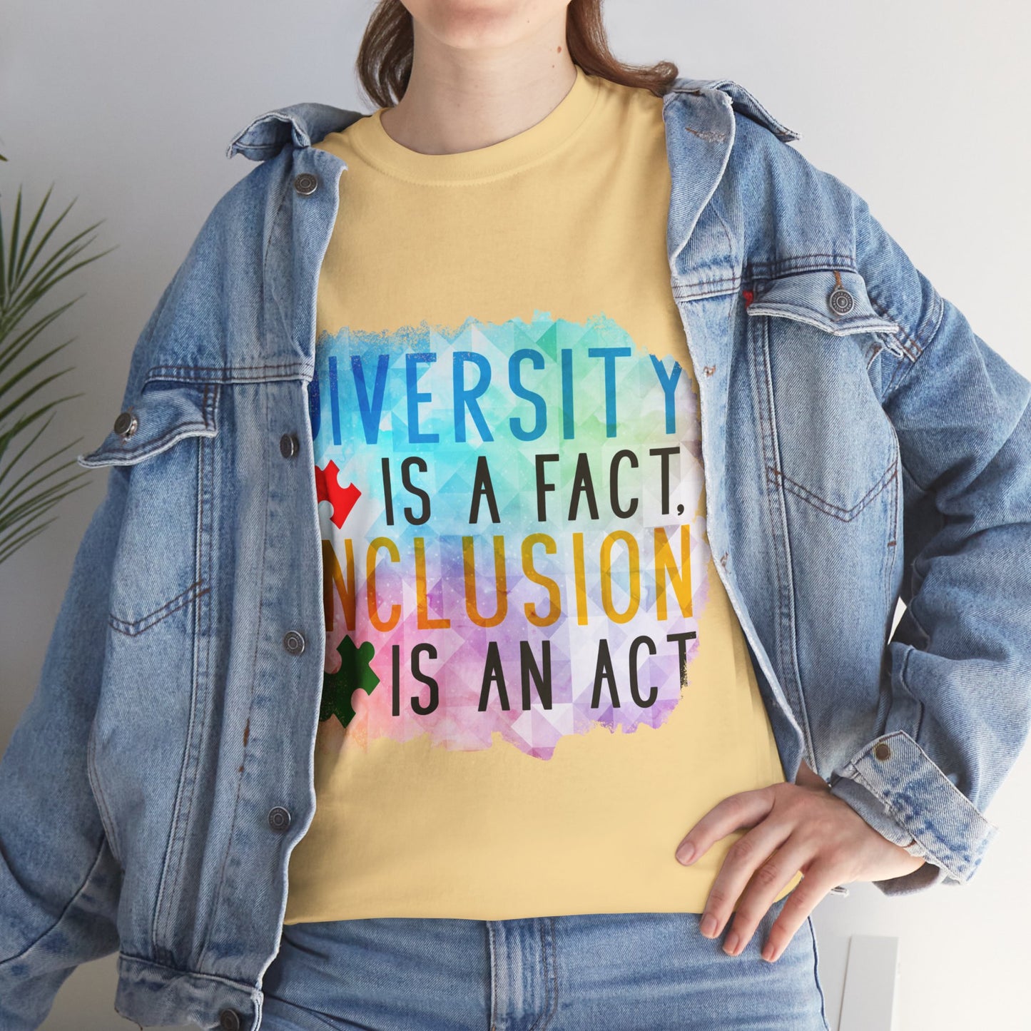 Autism Diversity is a Fact, Inclusion is an Act T-shirt Unisex Heavy Cotton