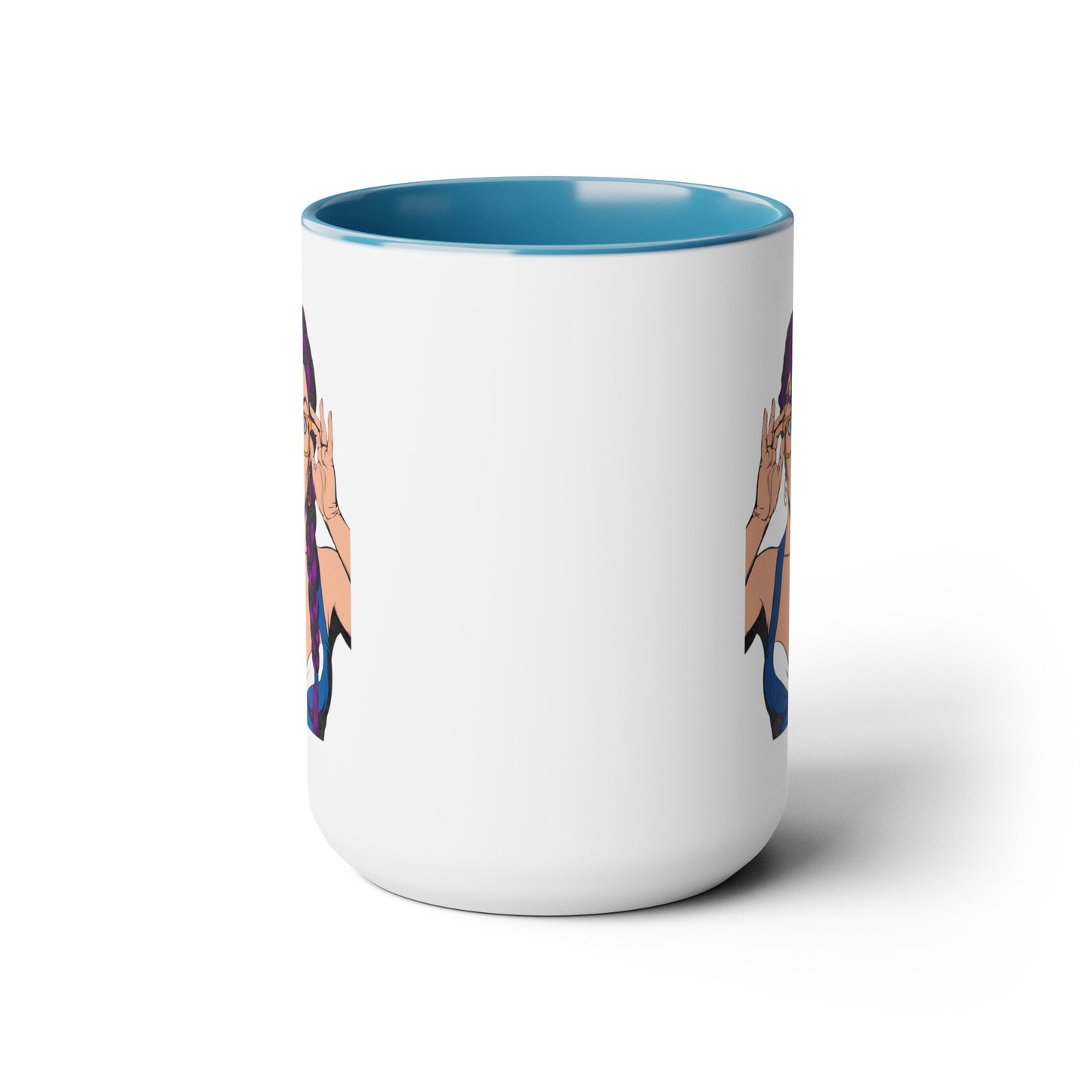 Sexy PopArt Girl with Glasses and Braids 15oz Coffee Mug