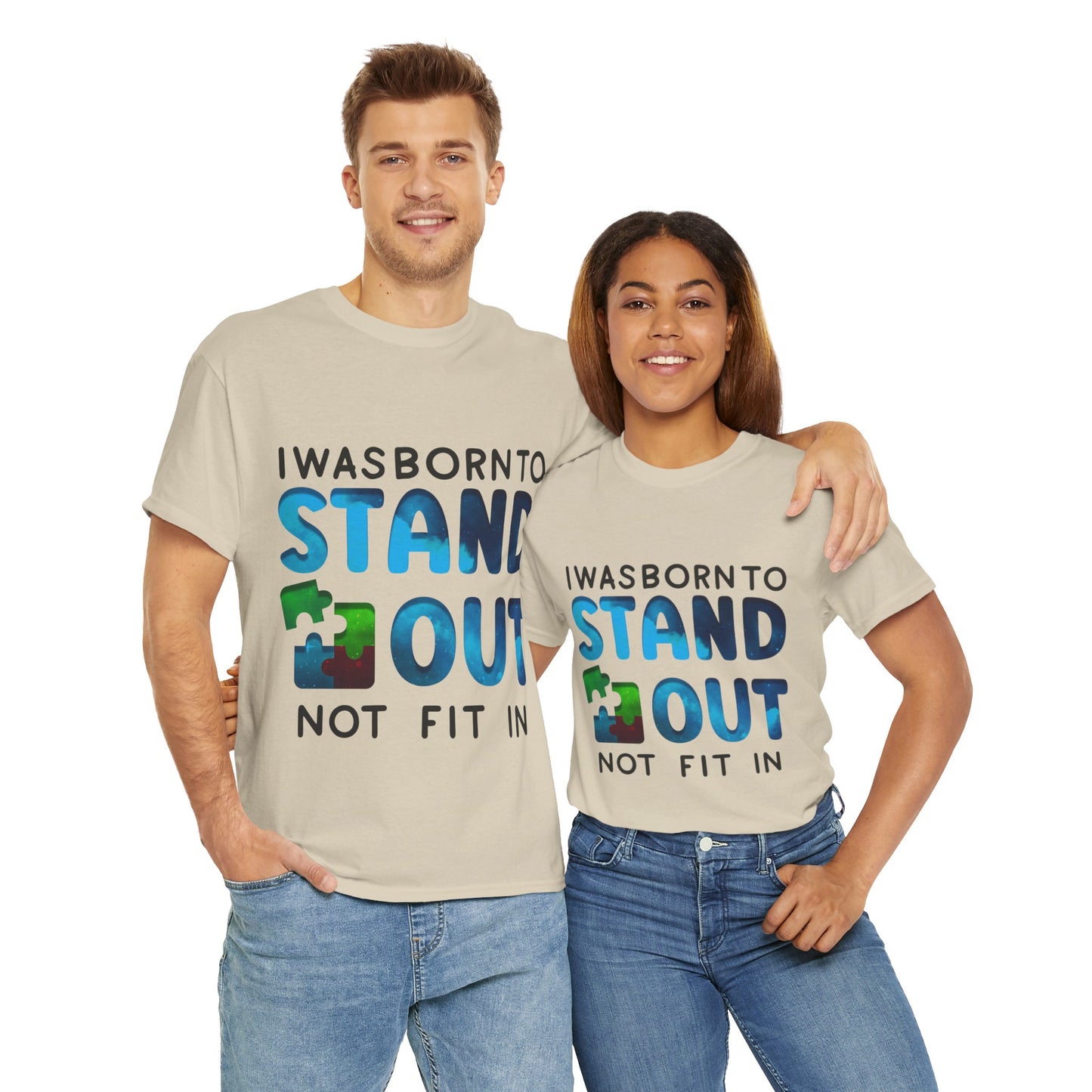 Autism I was Born To Stand Out T-shirt Unisex Heavy Cotton