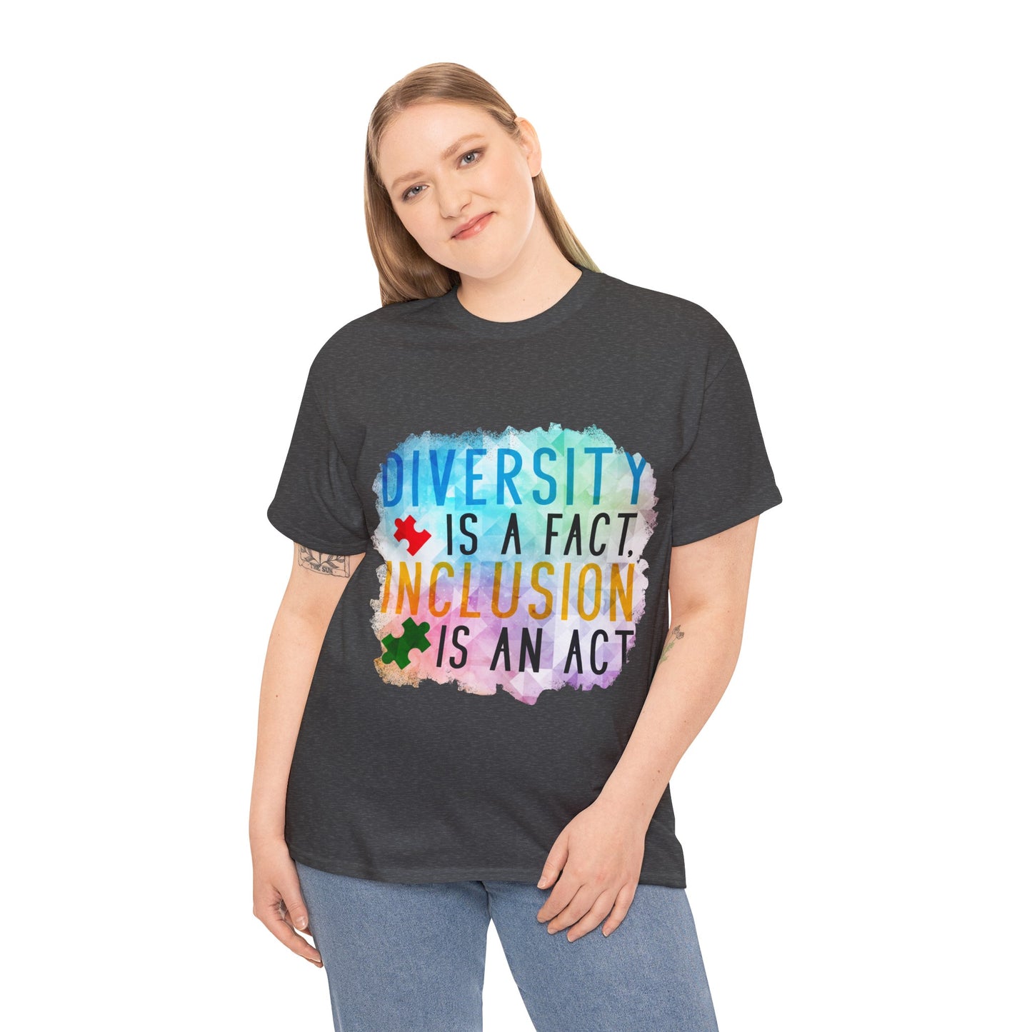Autism Diversity is a Fact, Inclusion is an Act T-shirt Unisex Heavy Cotton