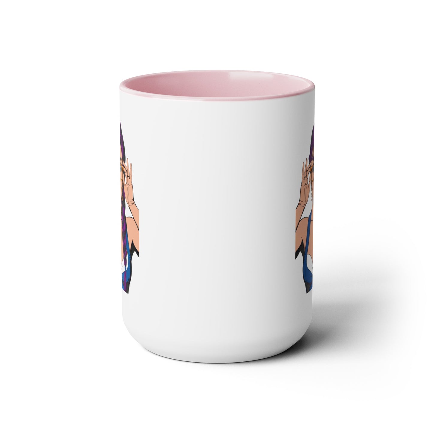 Sexy PopArt Girl with Glasses and Braids 15oz Coffee Mug