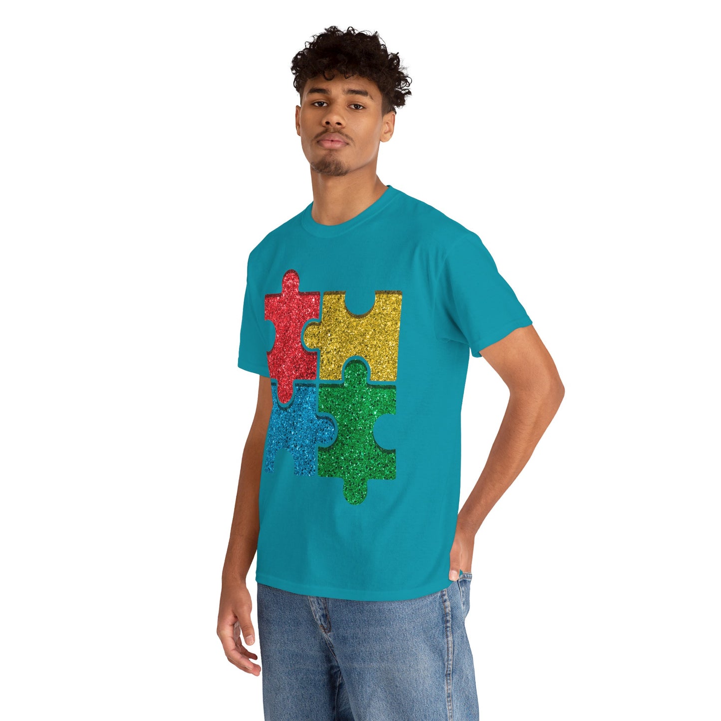 Autism Puzzle Pieces T-shirt Unisex Heavy Cotton