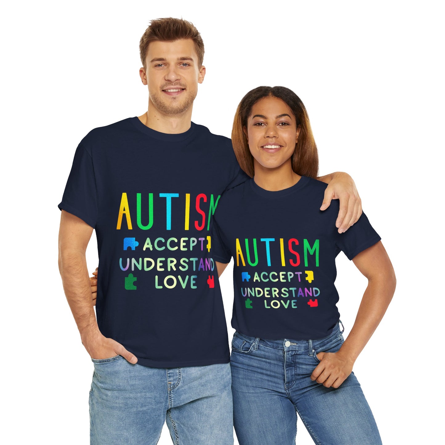 Autism ACCEPT UNDERSTAND LOVE T-shirt Unisex Heavy Cotton