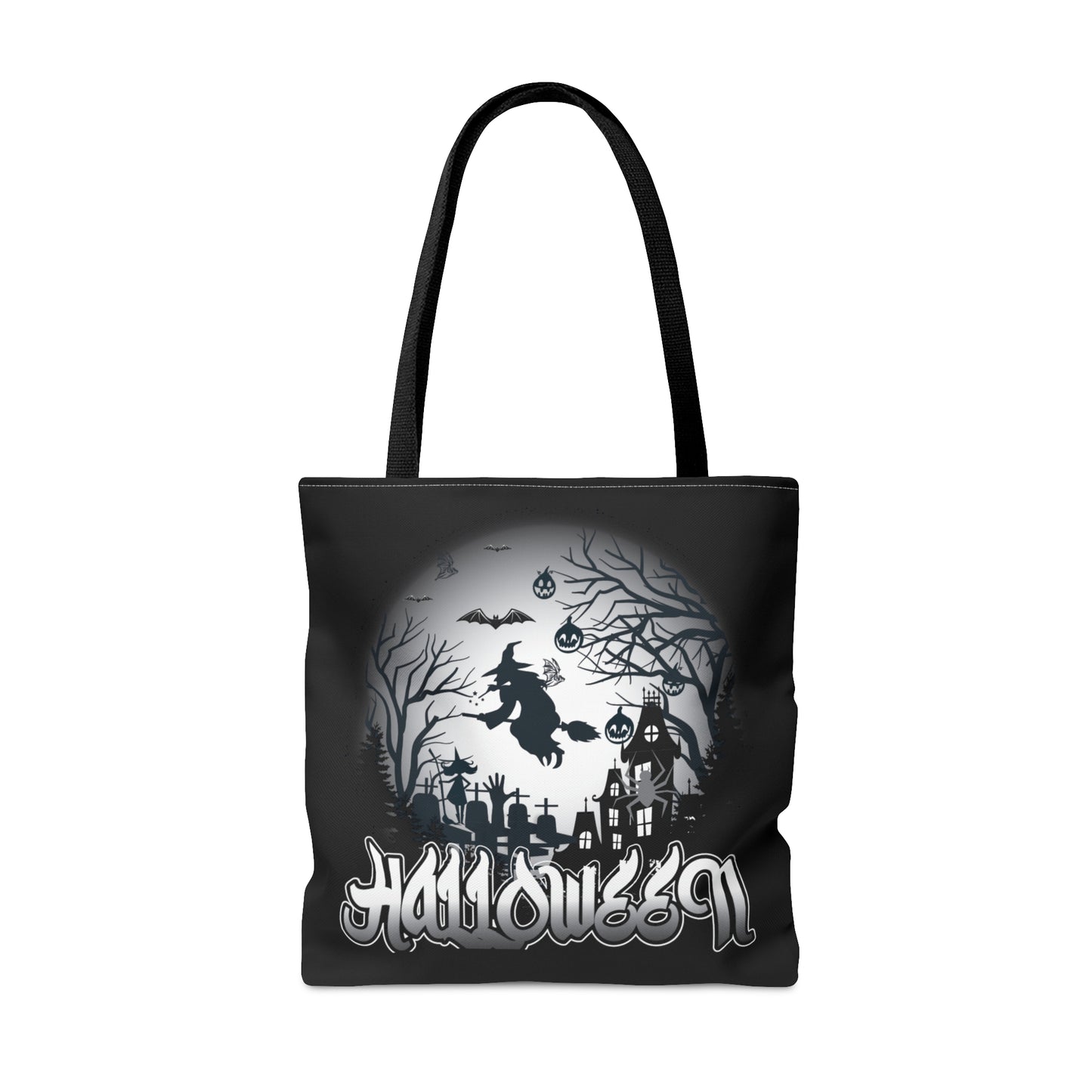 Halloween Globe Flying Witch Unisex Tote Bag (AOP)