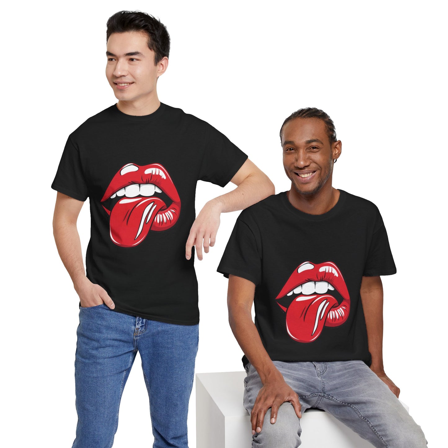 Sexy Retro PopArt Red Lips and Tounge Unisex heavy cotton Tshirt