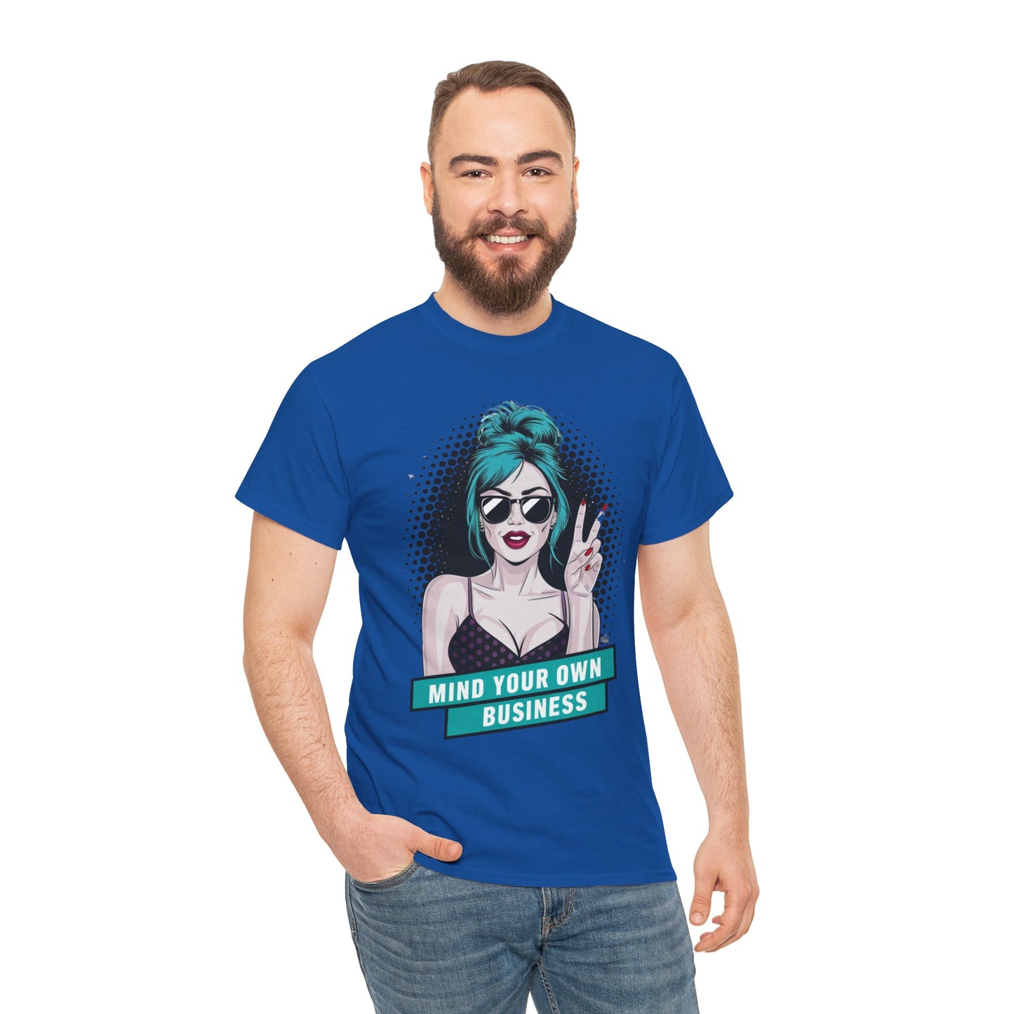 Sexy PopArt Girl Mind Your Own Business Tshirt unisex heavy cotton