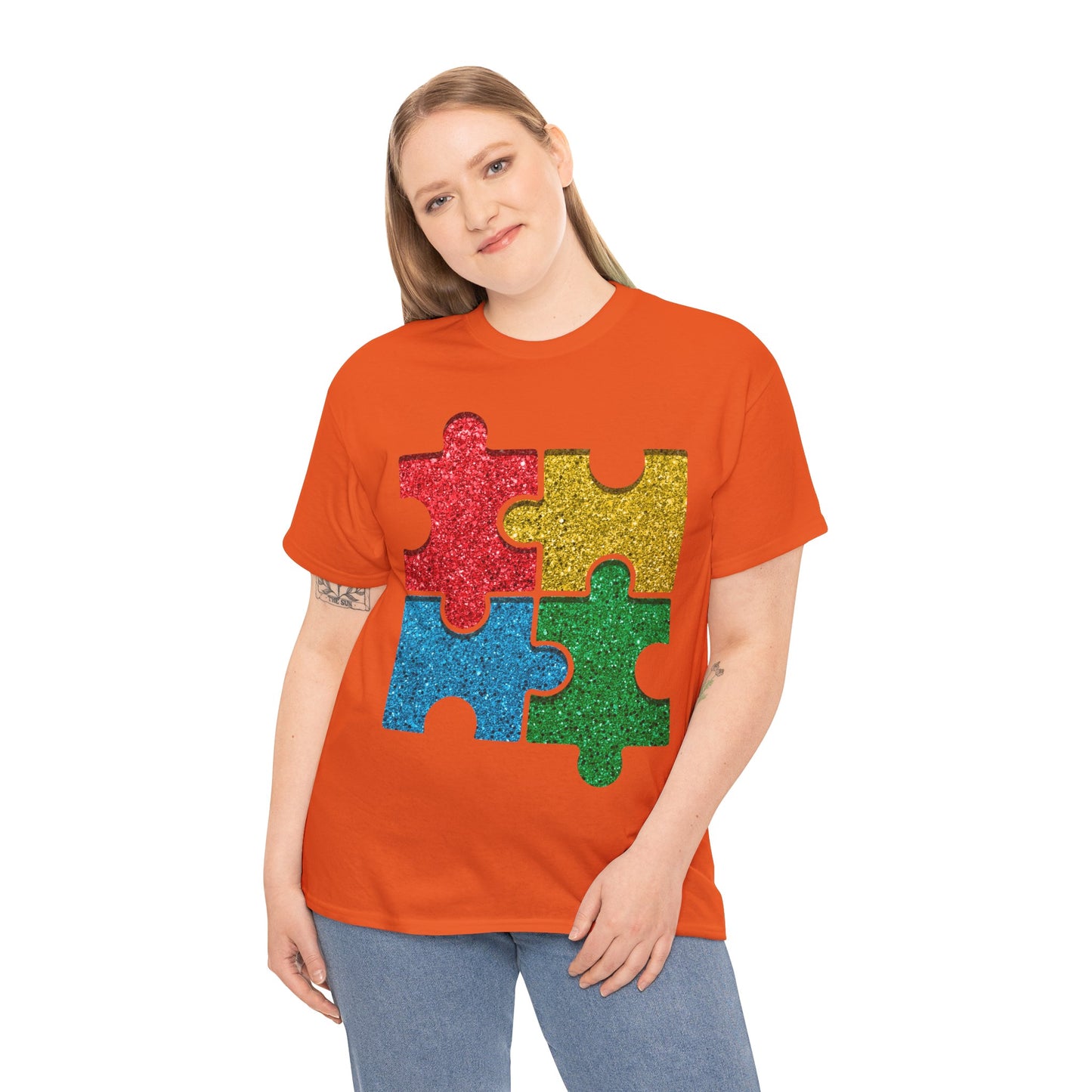 Autism Puzzle Pieces T-shirt Unisex Heavy Cotton