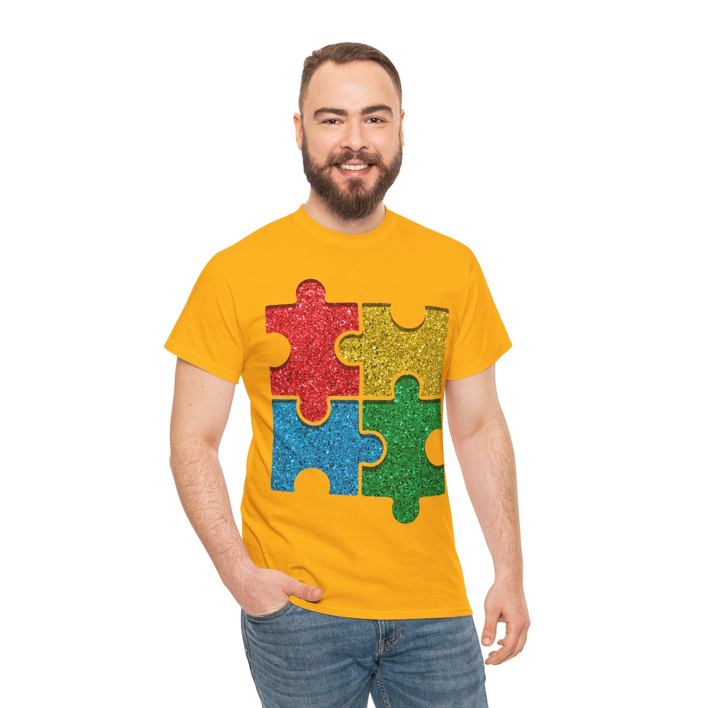 Autism Puzzle Pieces T-shirt Unisex Heavy Cotton