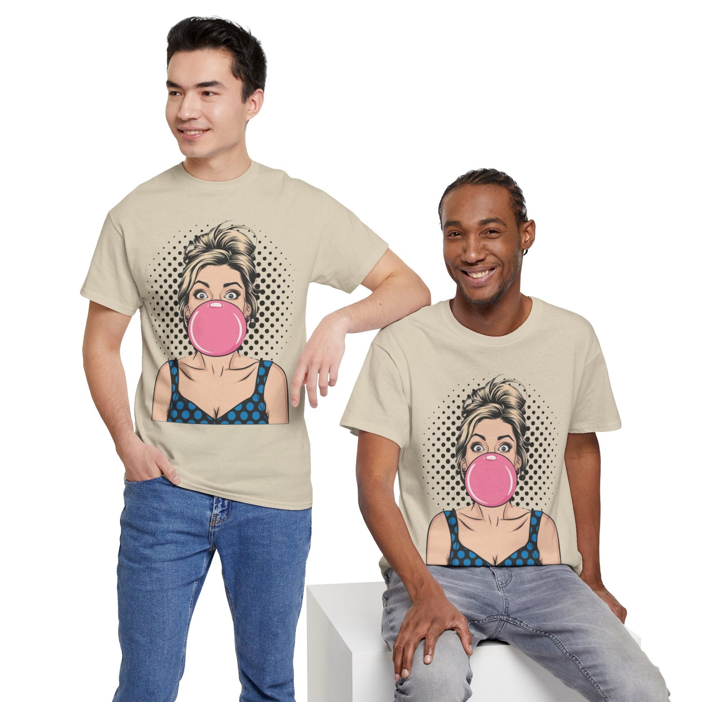 PopArt Girl Bubble Gum Bubble Tshirt unisex heavy cotton