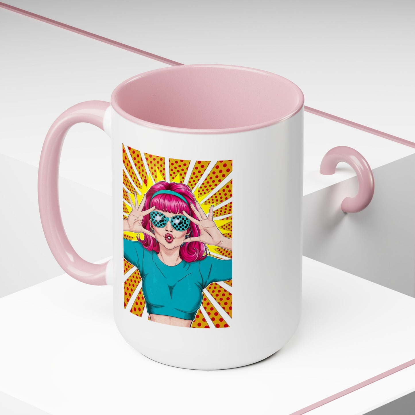 Sexy Retro PopArt Girl with Vibrant Colors 15oz Coffee Mug