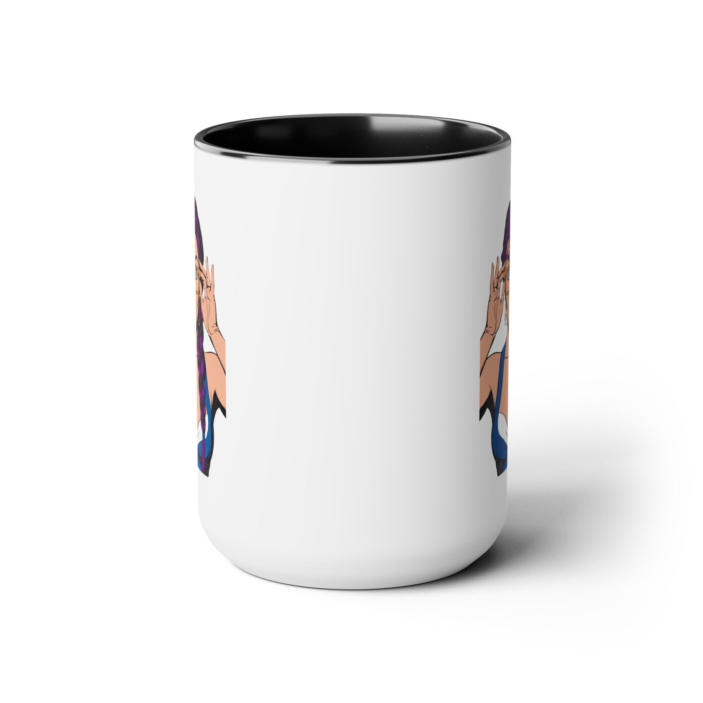Sexy PopArt Girl with Glasses and Braids 15oz Coffee Mug
