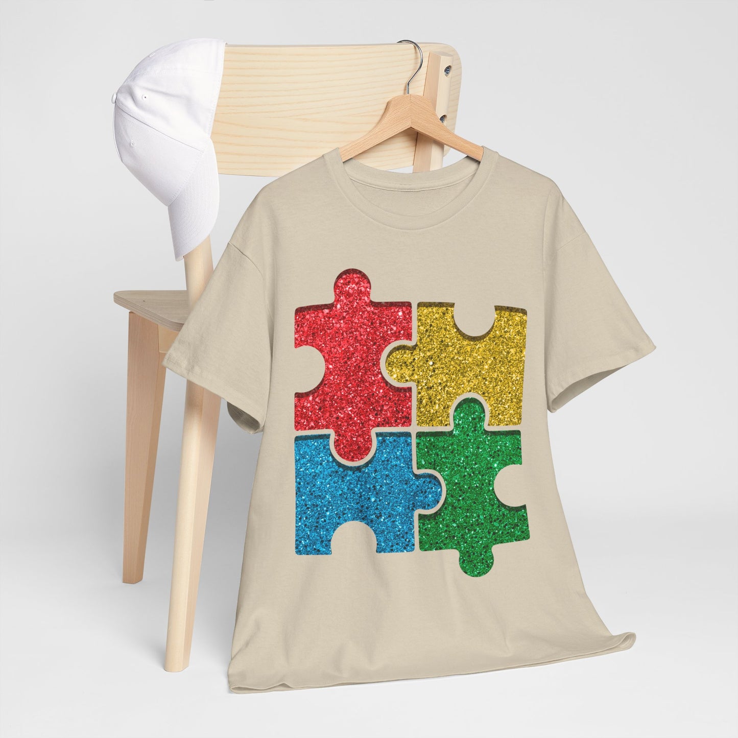 Autism Puzzle Pieces T-shirt Unisex Heavy Cotton