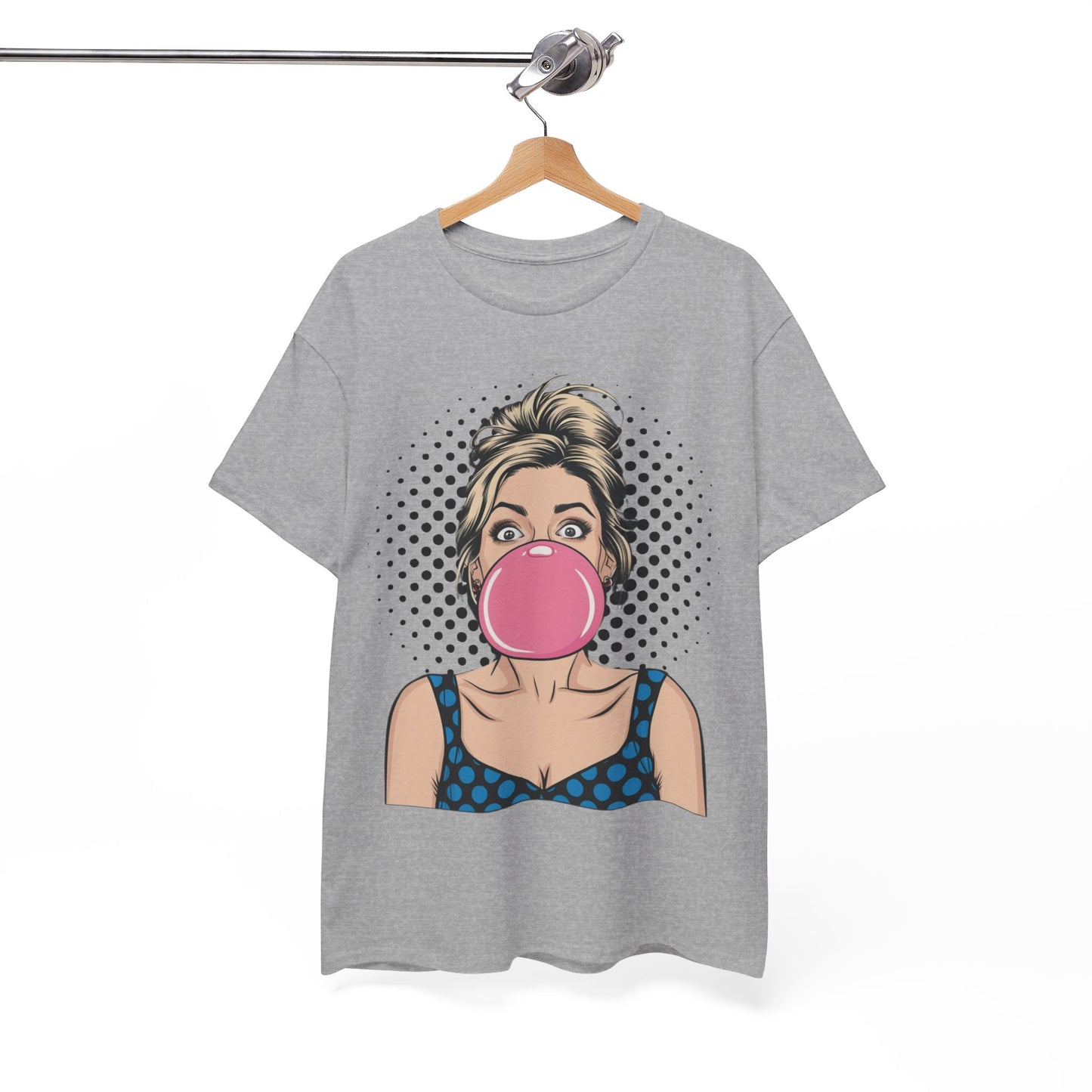 PopArt Girl Bubble Gum Bubble Tshirt unisex heavy cotton