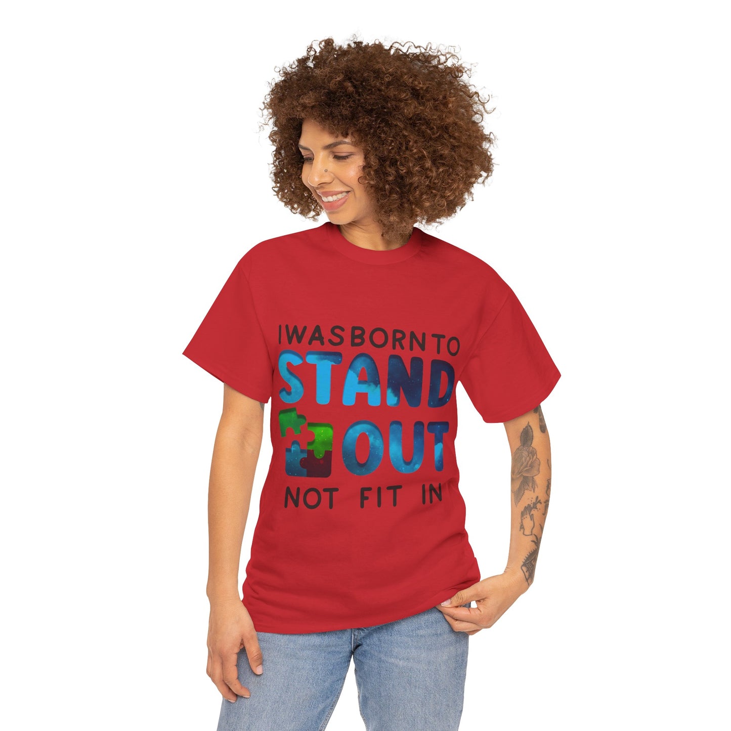 Autism I was Born To Stand Out T-shirt Unisex Heavy Cotton