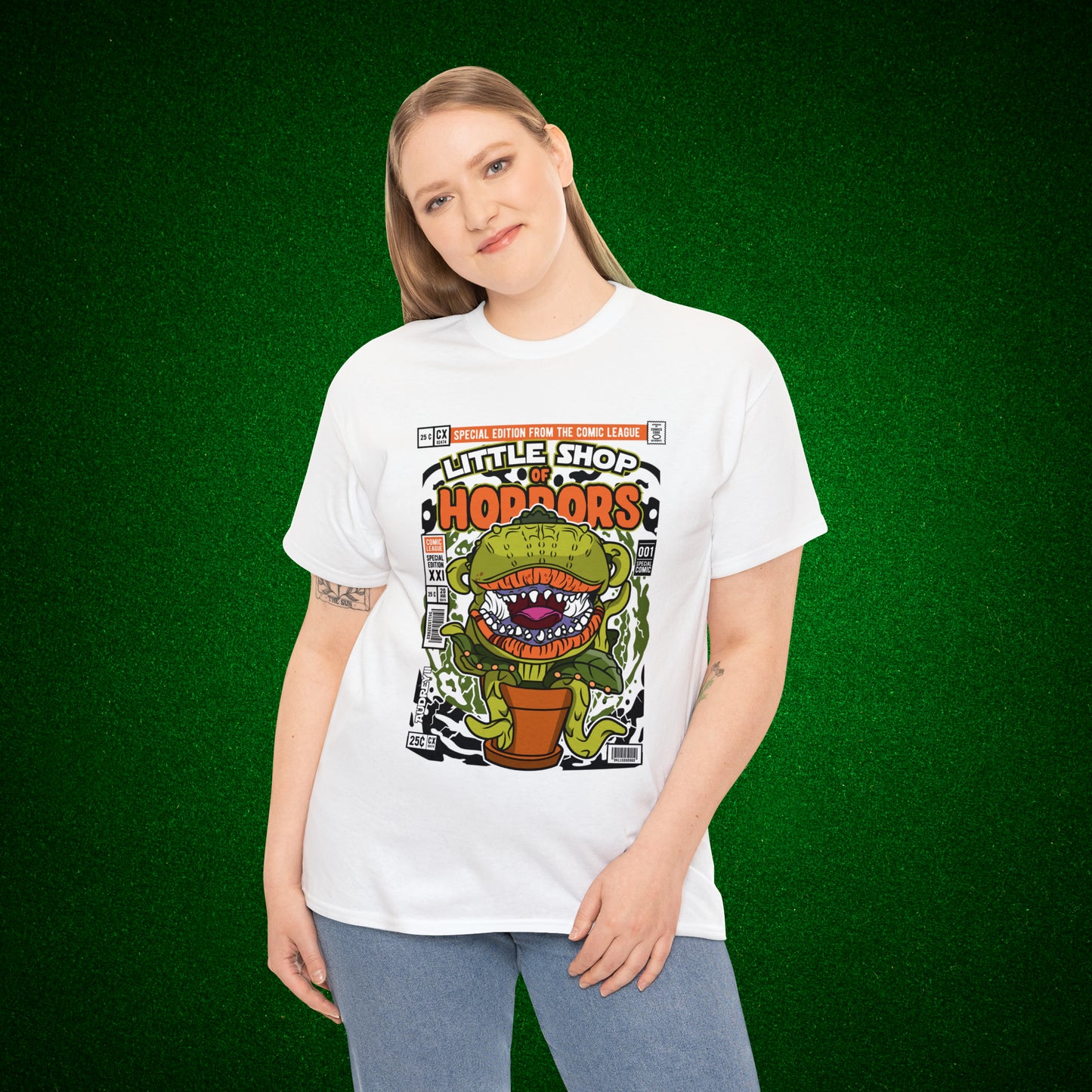 Little Shop of Horrors Audrey Pop Culture Mock Comic Cover heavy cotton T-shirt