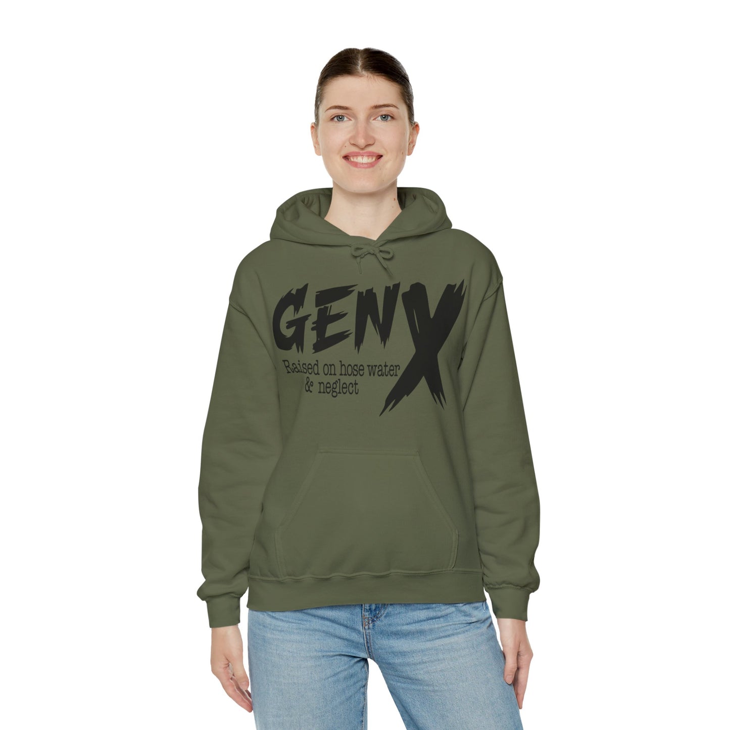 Gen X Raised on Hose Water & Neglect Front & Back Unisex Heavy Blend™ Hooded Sweatshirt
