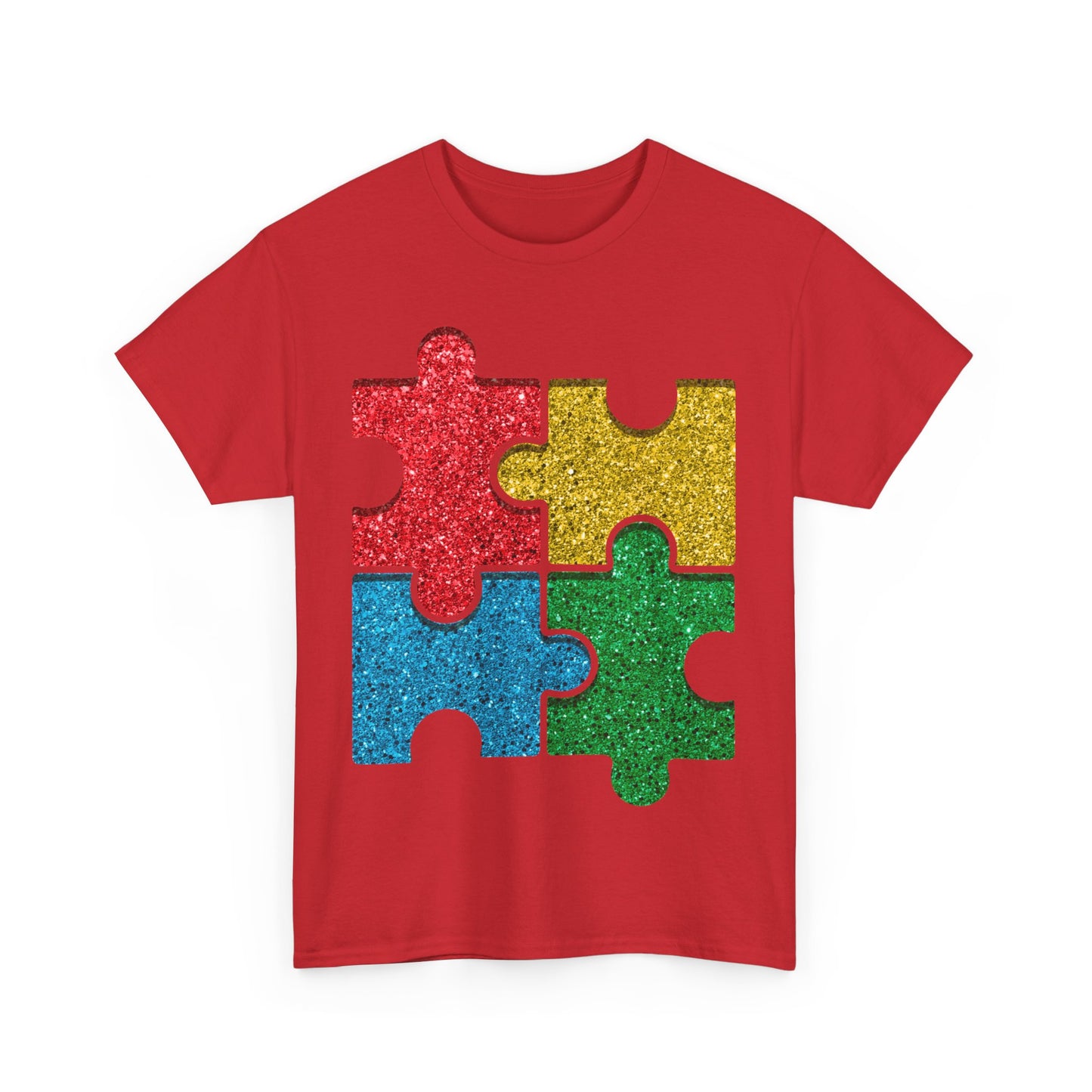 Autism Puzzle Pieces T-shirt Unisex Heavy Cotton