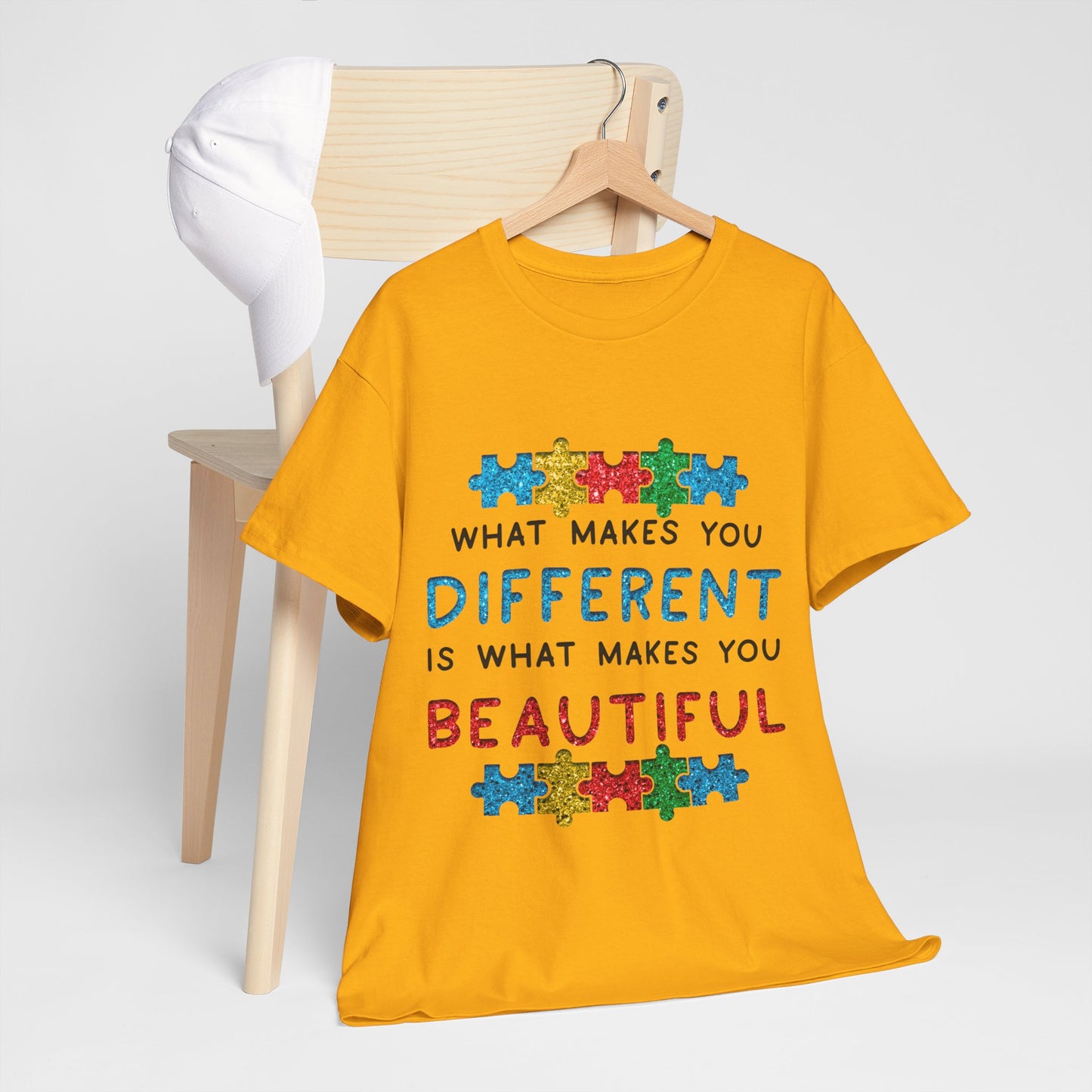 Autism WHAT MAKES YOU DIFFERENT IS WHAT MAKES YOU BEAUTIFUL T-shirt Unisex Heavy Cotton