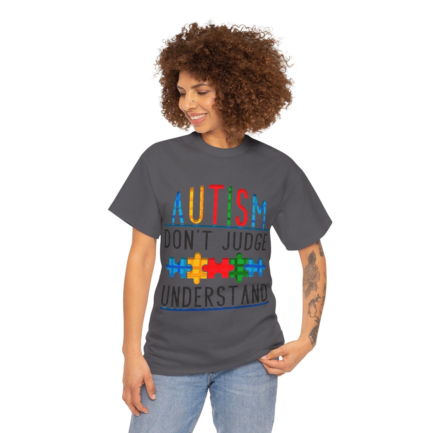 Autism Don't Judge Understand T-shirt Unisex Heavy Cotton