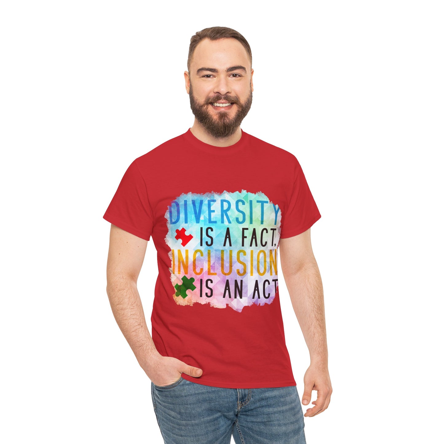 Autism Diversity is a Fact, Inclusion is an Act T-shirt Unisex Heavy Cotton