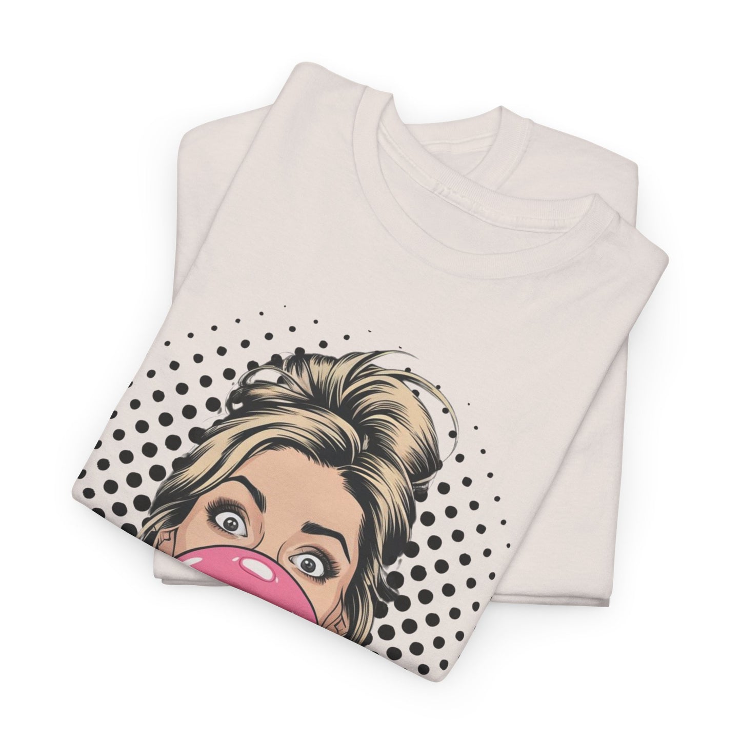 PopArt Girl Bubble Gum Bubble Tshirt unisex heavy cotton
