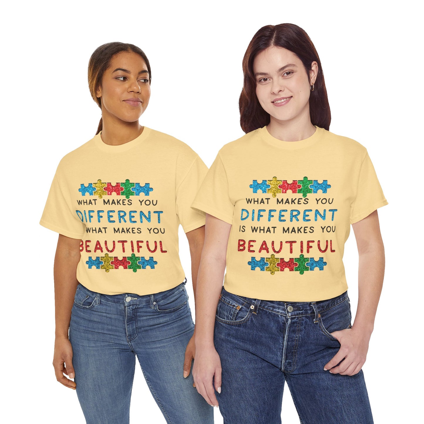 Autism WHAT MAKES YOU DIFFERENT IS WHAT MAKES YOU BEAUTIFUL T-shirt Unisex Heavy Cotton